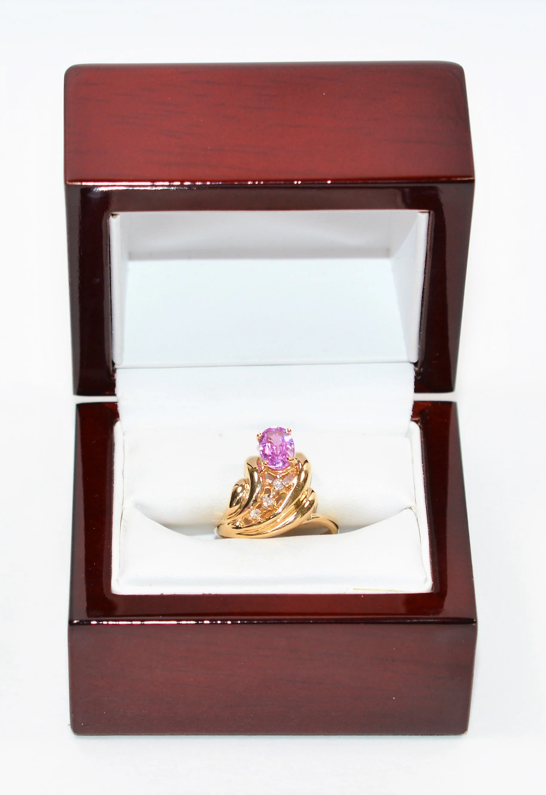 Natural Padparadscha Sapphire & Diamond Ring 14K Solid Gold .99tcw Cocktail Ring Statement Ring September Birthstone Ring Fine Vintage Ring - Image 12