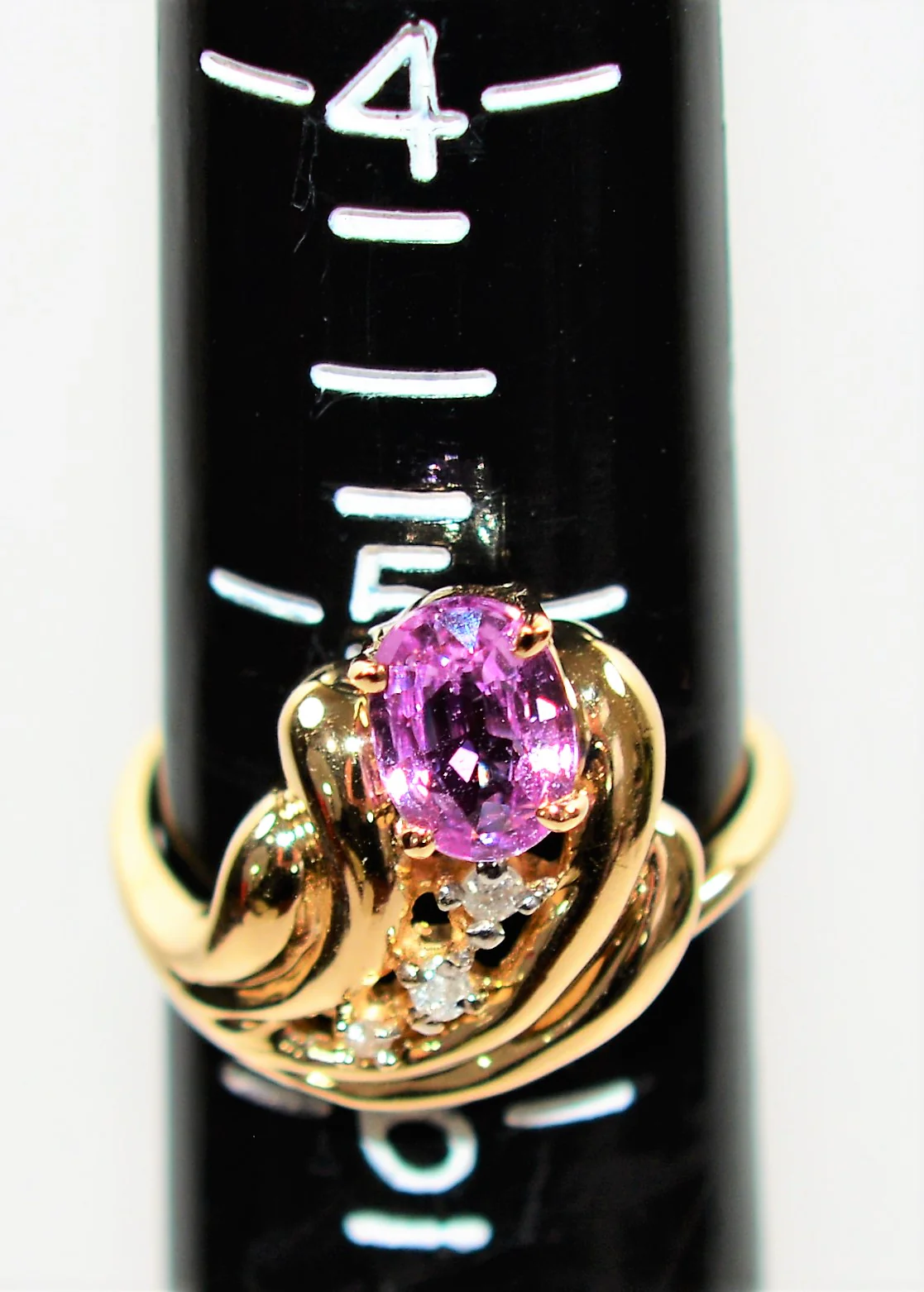 Natural Padparadscha Sapphire & Diamond Ring 14K Solid Gold .99tcw Cocktail Ring Statement Ring September Birthstone Ring Fine Vintage Ring - Image 9