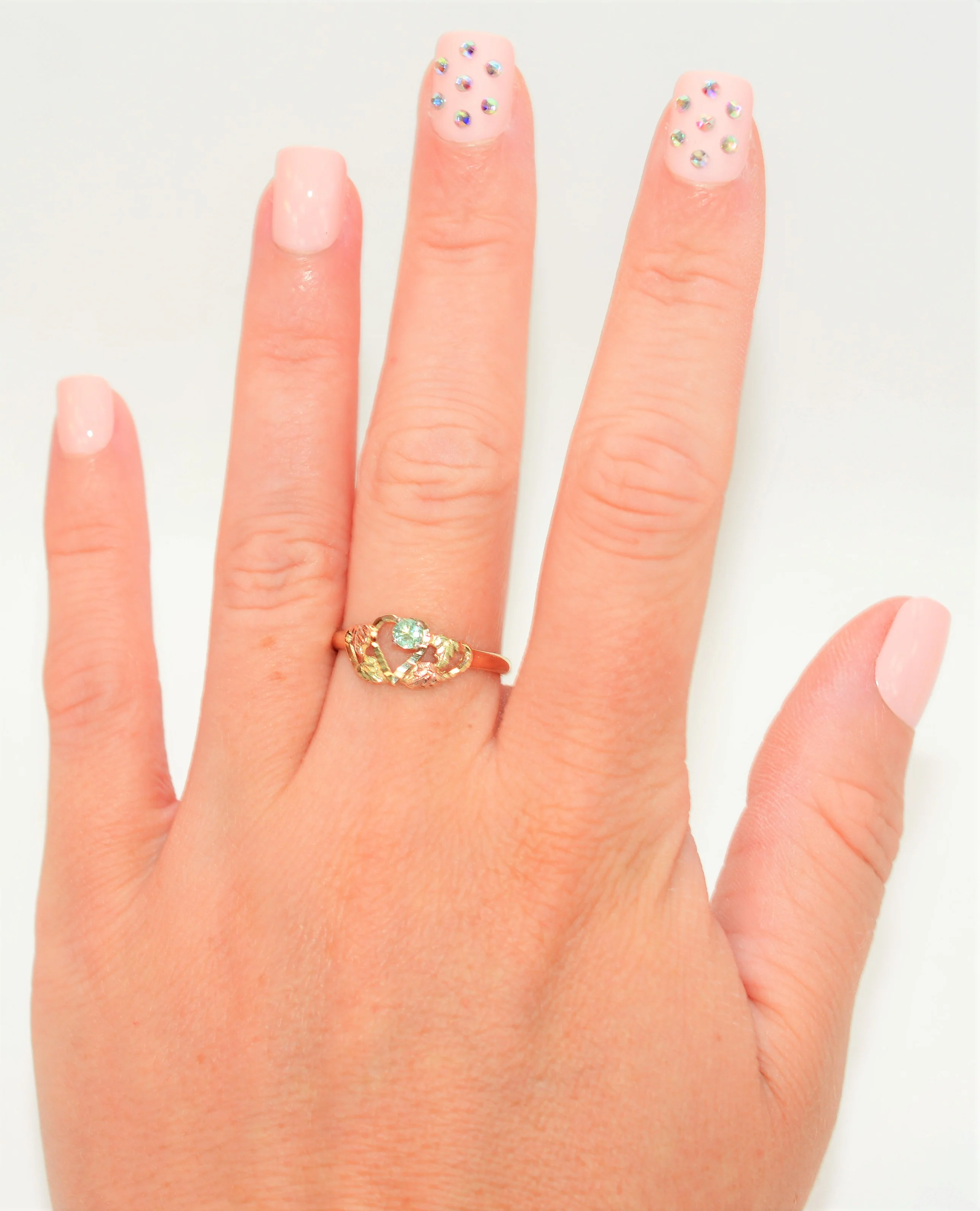 Natural Paraiba Tourmaline Ring 10K Solid Gold Black Hills Gold .15ct Heart Ring Gemstone Ring Solitaire Ring Ladies Ring Fine Jewelry - Image 2
