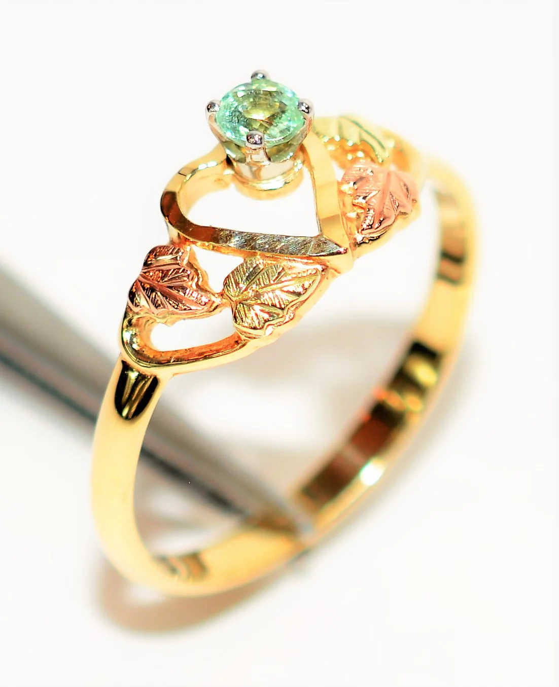 Natural Paraiba Tourmaline Ring 10K Solid Gold Black Hills Gold .15ct Heart Ring Gemstone Ring Solitaire Ring Ladies Ring Fine Jewelry - Image 4
