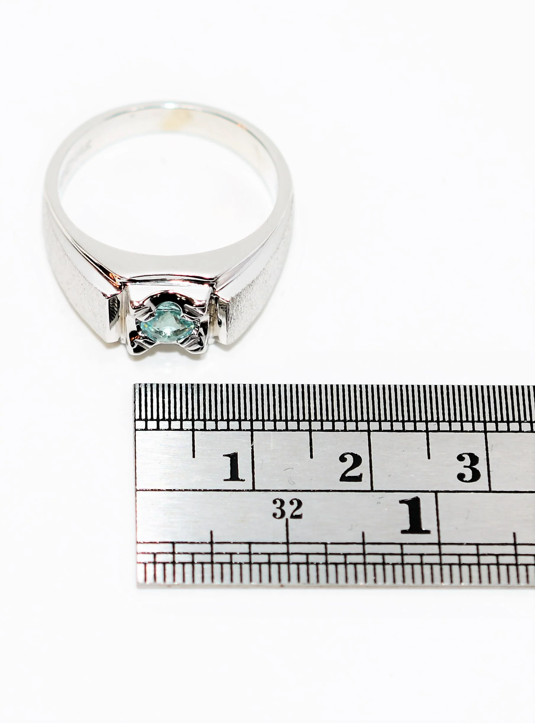 Natural Paraiba Tourmaline Ring 14K Solid White Gold .32ct Solitaire Ring Men's Ring Gemstone Ring Estate Jewelry Jewellery Fine Ring Blue - Image 10