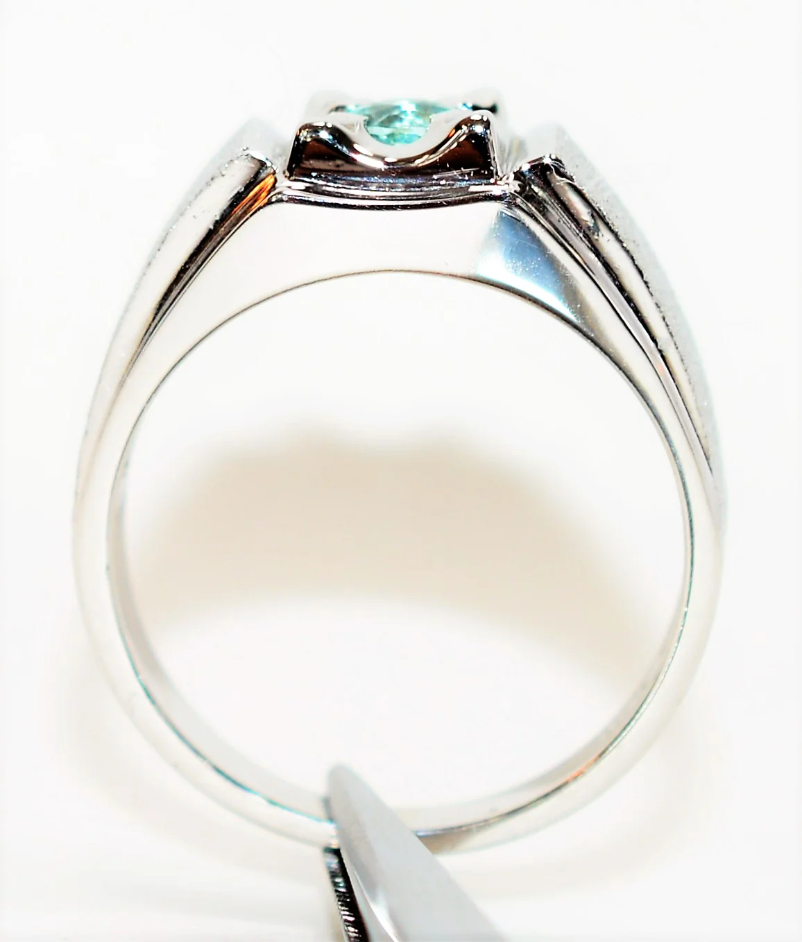 Natural Paraiba Tourmaline Ring 14K Solid White Gold .32ct Solitaire Ring Men's Ring Gemstone Ring Estate Jewelry Jewellery Fine Ring Blue - Image 3