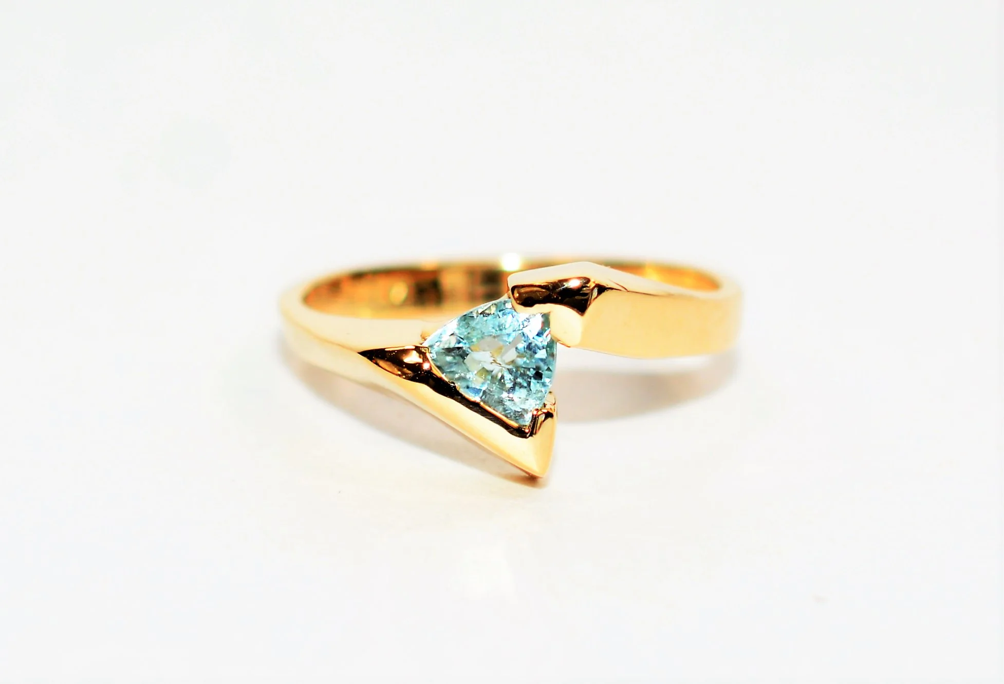 Natural Paraiba Tourmaline 14K Solid Gold Solitaire .42ct Gemstone Women's Ring Trillion Ring Fine Jewelry Estate Ring Fine Jewellery Ladies