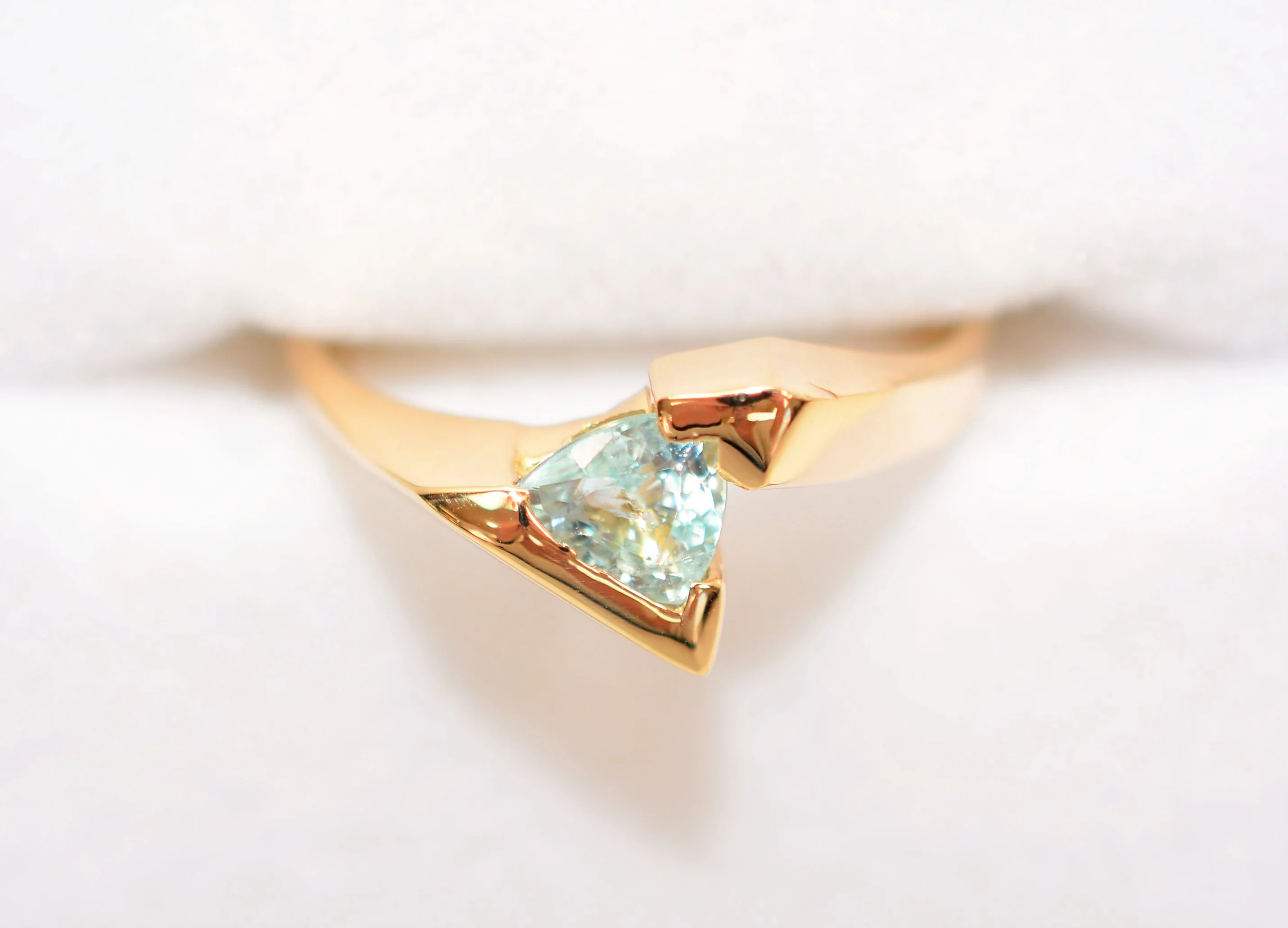 Natural Paraiba Tourmaline 14K Solid Gold Solitaire .42ct Gemstone Women's Ring Trillion Ring Fine Jewelry Estate Ring Fine Jewellery Ladies - Image 5