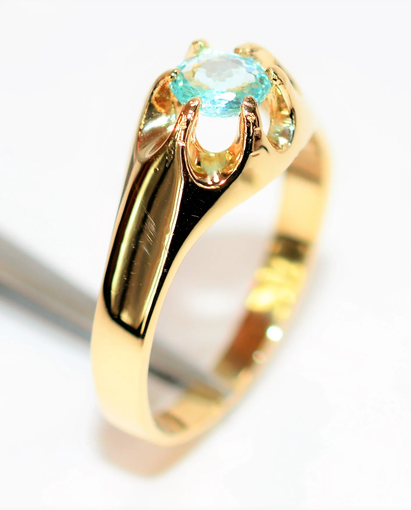 Natural Paraiba Tourmaline Ring 14K Solid Gold .52ct Men's Ring Solitaire Ring Statement Ring Gemstone Ring Estate Ring Fine Jewellery - Image 4