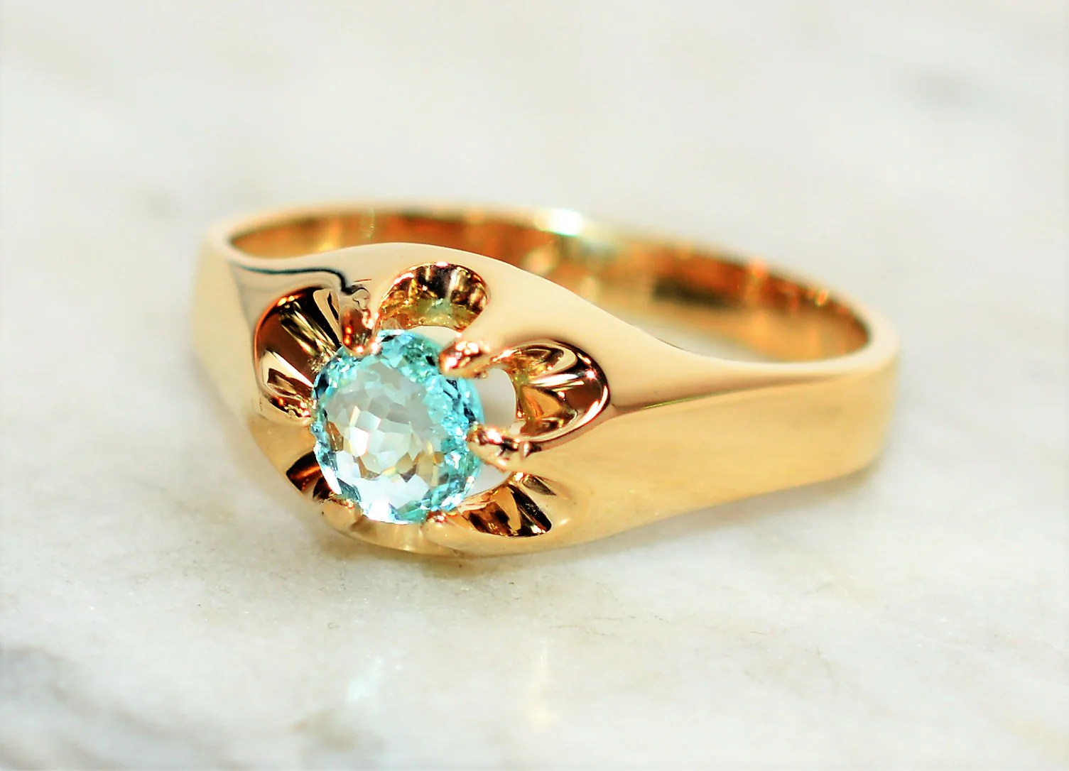 Natural Paraiba Tourmaline Ring 14K Solid Gold .52ct Men's Ring Solitaire Ring Statement Ring Gemstone Ring Estate Ring Fine Jewellery - Image 8