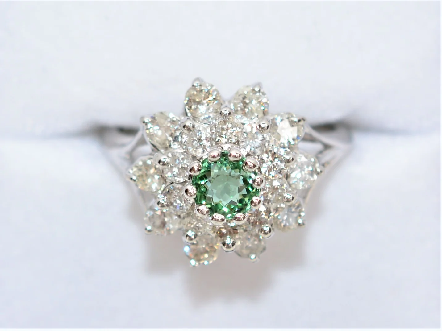 Natural Paraiba Tourmaline & Diamond Ring 14K Solid White Gold 2.46tcw Diamond Halo Ring Flower Ring Statement Ring Cocktail Ring Fine Jewel - Image 5