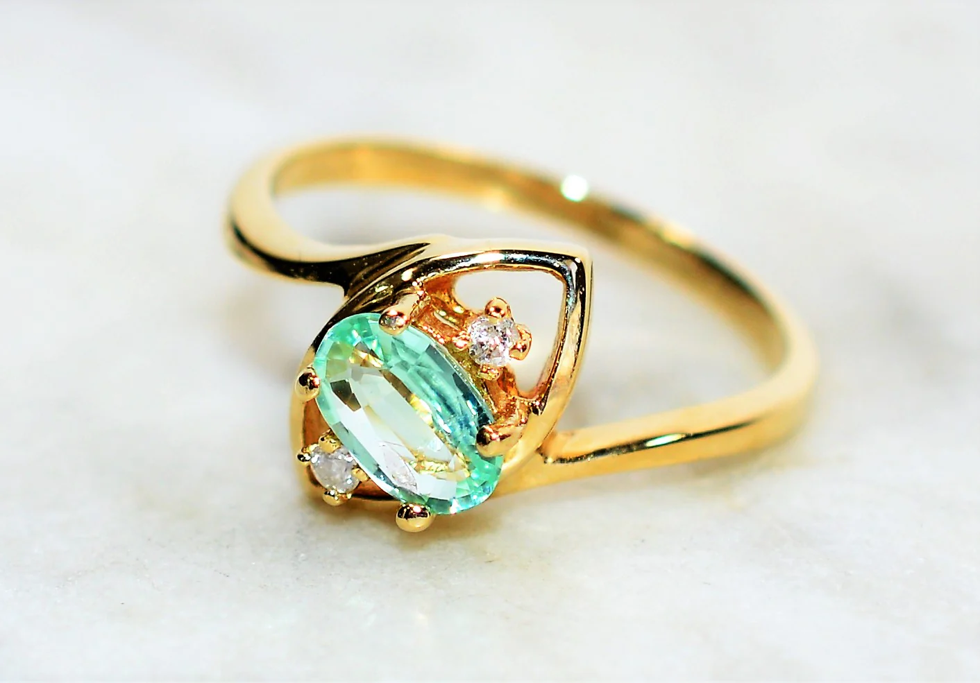 Natural Paraiba Tourmaline & Diamond Ring 14K Solid Gold .53tcw Fine Gemstone Women's Ring Estate Jewelry Birthstone Jewellery Vintage Ring - Image 8