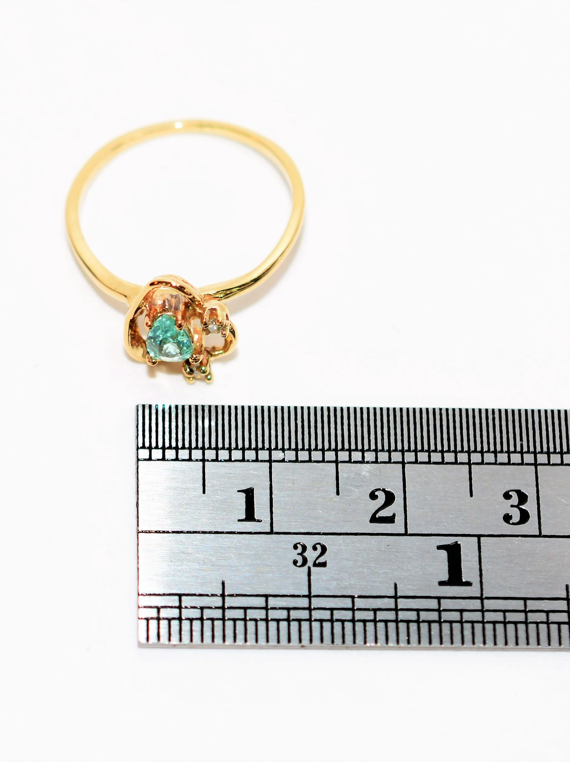 Natural Paraiba Tourmaline & Diamond Ring 10K Solid Gold .33tcw Fine Gemstone Women's Ring Estate Jewelry Birthstone Ring Vintage Jewellery - Image 10