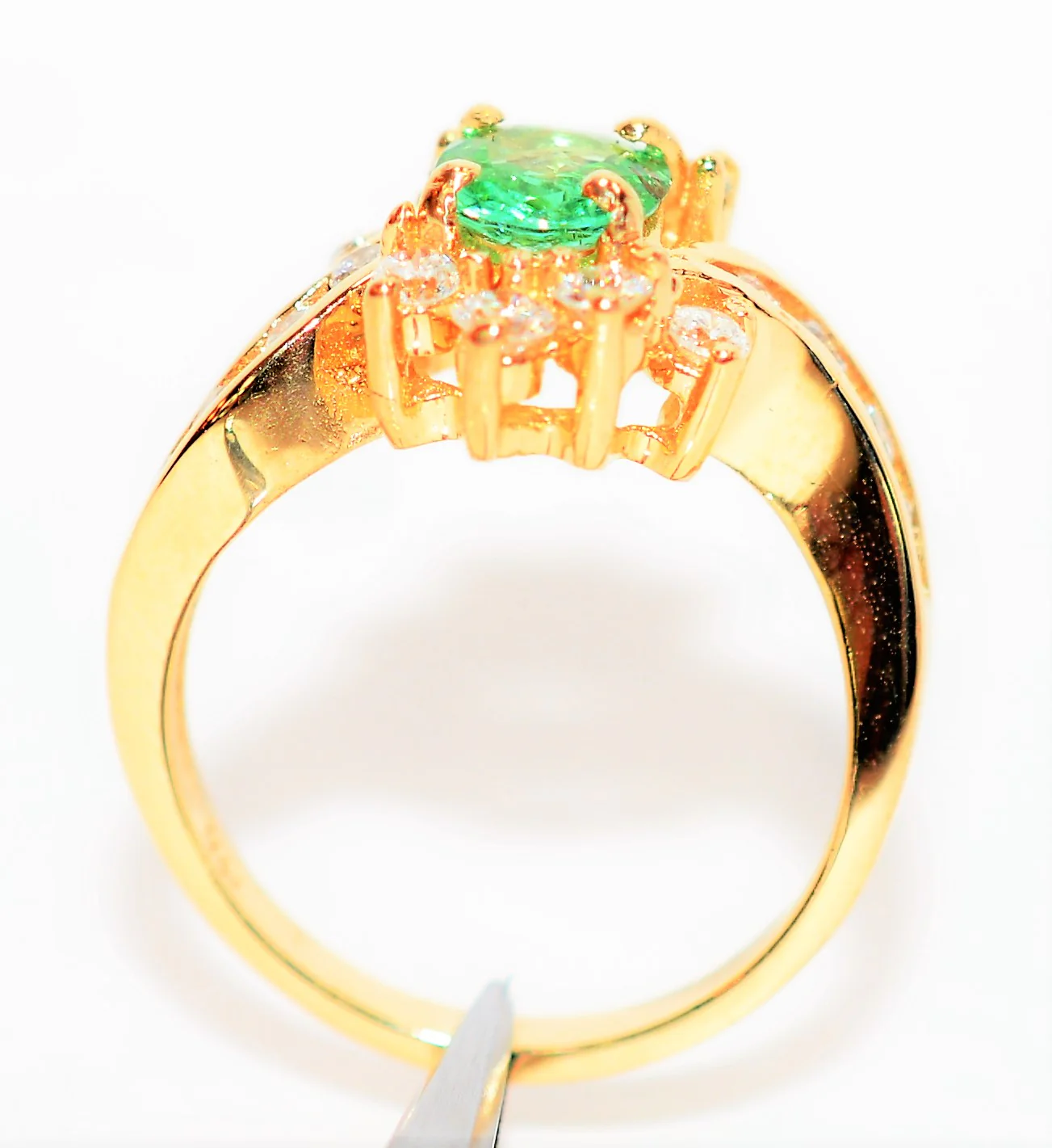 Natural Paraiba Tourmaline & Diamond Ring 14K Solid Gold 1.31tcw Fine Gemstone Women's Ring Estate Jewelry Cluster Statement Ring - Image 3