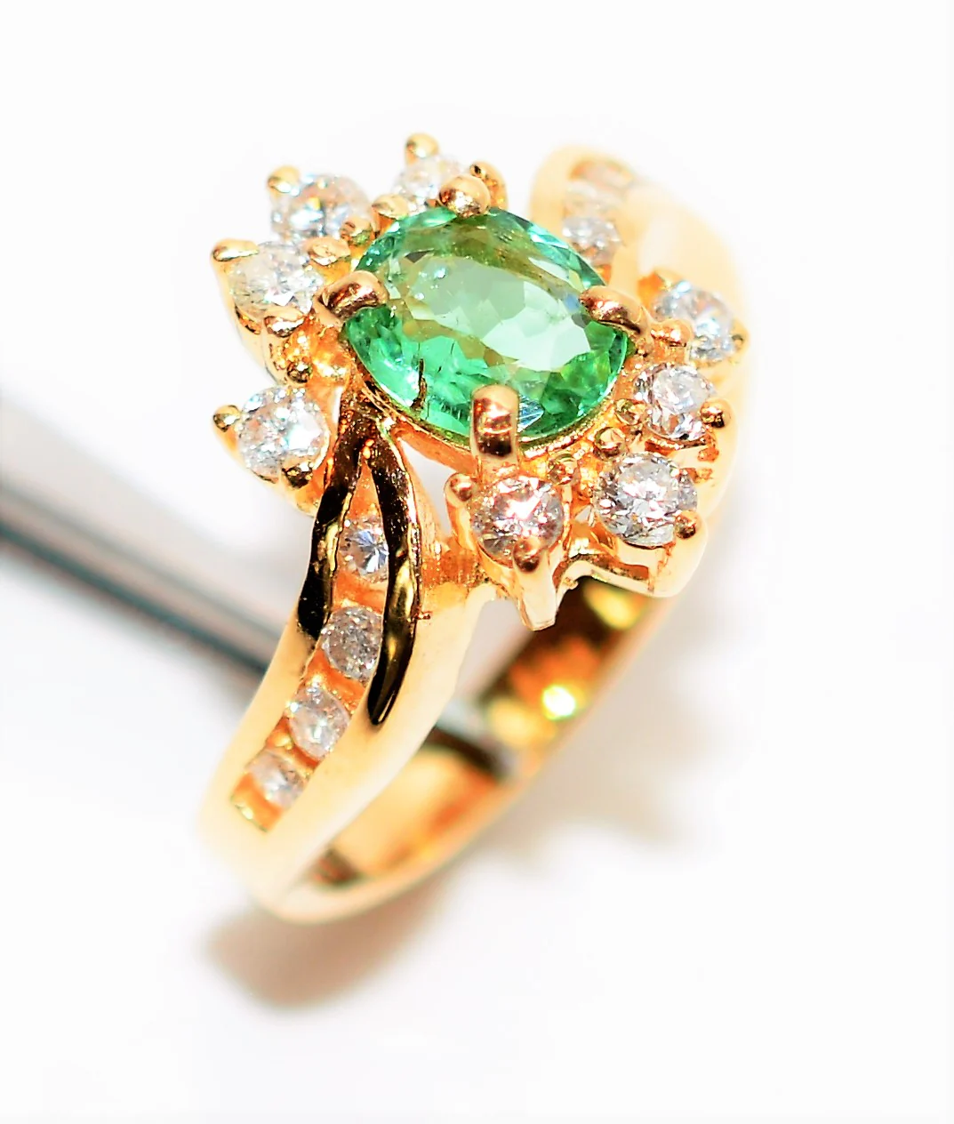 Natural Paraiba Tourmaline & Diamond Ring 14K Solid Gold 1.31tcw Fine Gemstone Women's Ring Estate Jewelry Cluster Statement Ring - Image 4