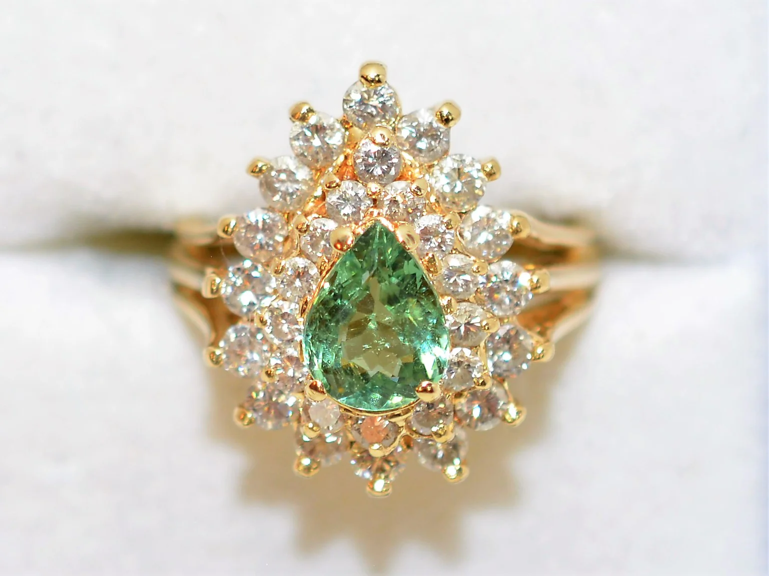 Natural Paraiba Tourmaline & Diamond Ring 14K Solid Gold 2.23tcw Cluster Ring Statement Ring Diamond Halo Gemstone Ring Engagement Ring - Image 5