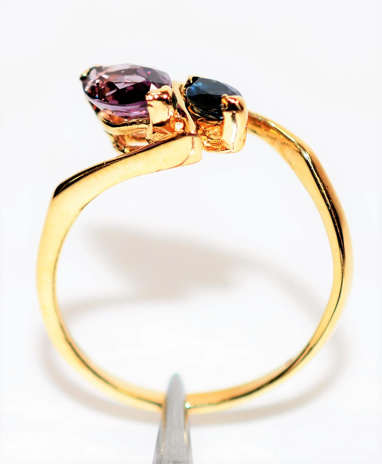 Natural Spinel & Blue Sapphire Ring 14K Solid Gold .75tcw Gemstone Ring Birthstone Ring Multistone Ring Statement Ring Women's Ring Jewelry - Image 3