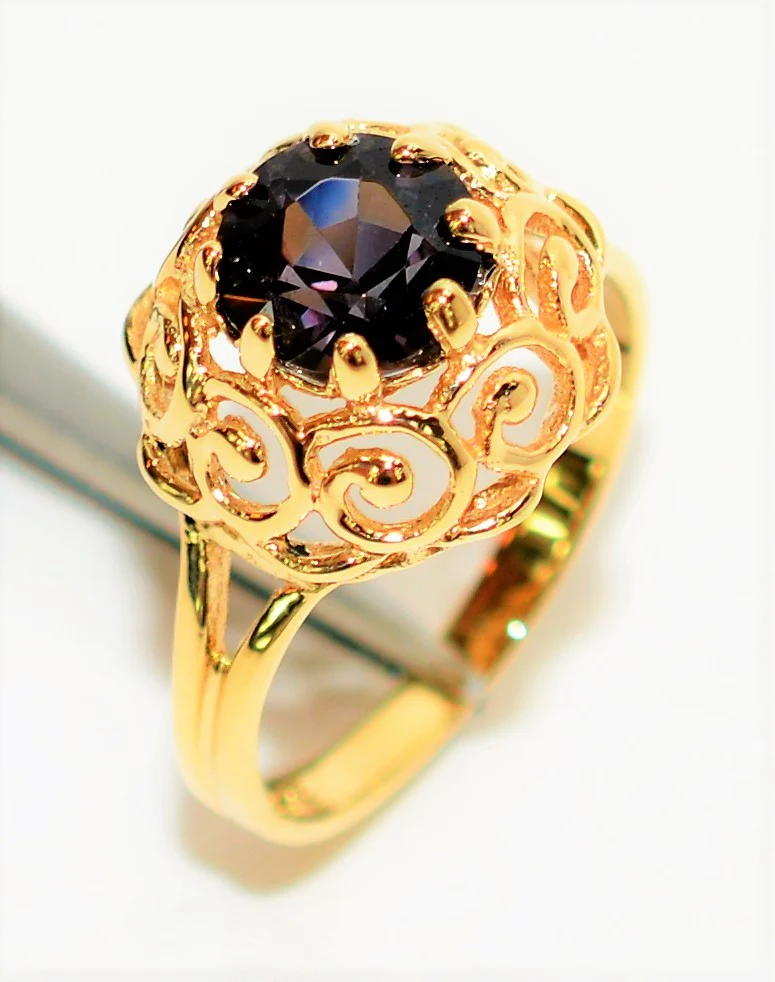 Natural Spinel Ring 10K Solid Gold 1.78ct Vintage Ring Purple Ring Solitaire Ring Gemstone Ring June Birthstone Ring Estate Cocktail Ring - Image 4