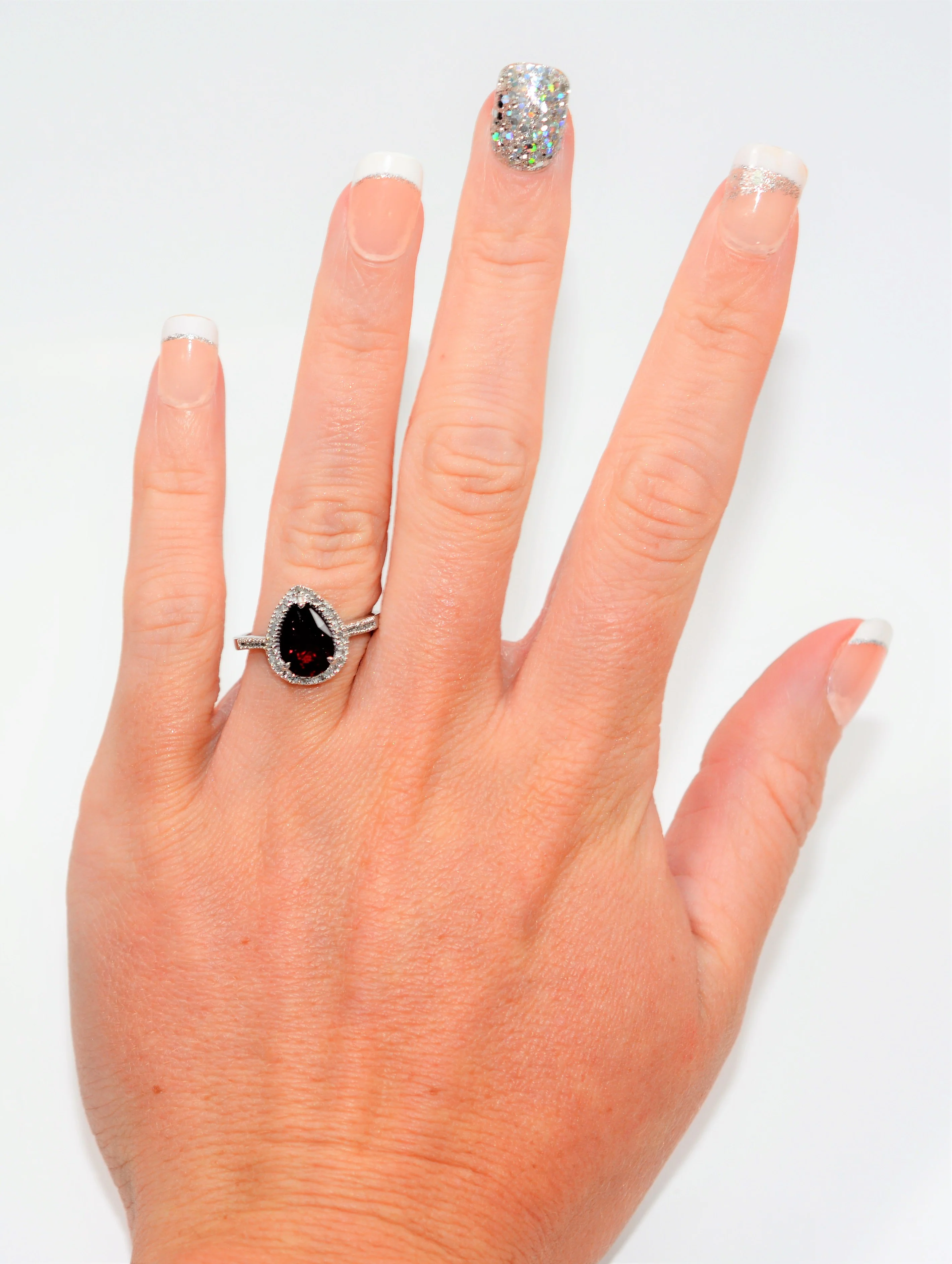 Natural Rubellite & Diamond Ring 10K White Gold 1.62tcw Pink Tourmaline Ring Halo Ring Statement Ring Women's Ring Engagement Ring Jewellery - Image 2