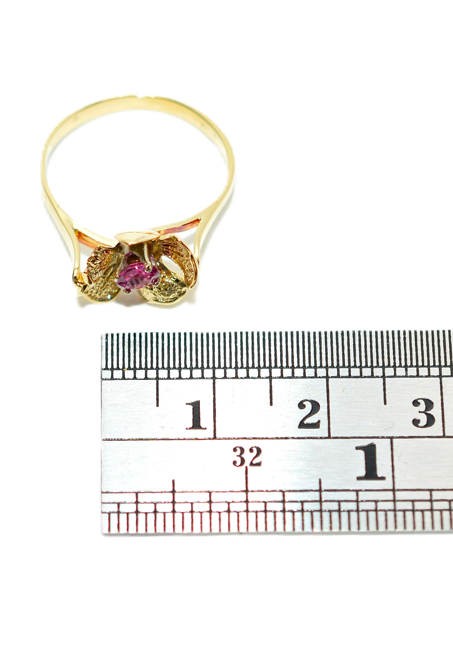 Natural Ruby Ring 14K Solid Gold .27ct Solitaire Ring Flower Ring July Birthstone Ring Floral Ring Red Ring Ladies Ring Women's Ring Vintage - Image 11