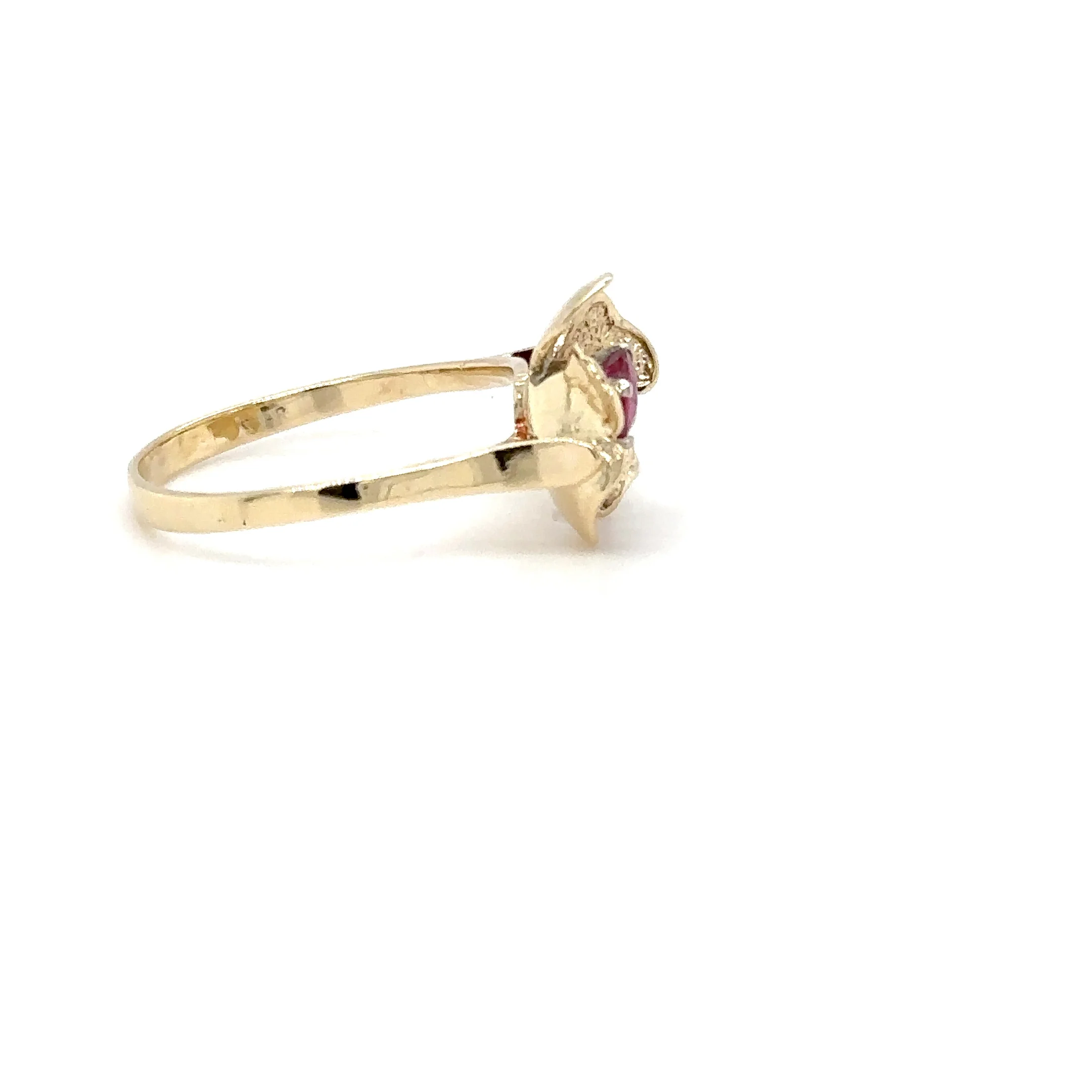 Natural Ruby Ring 14K Solid Gold .27ct Solitaire Ring Flower Ring July Birthstone Ring Floral Ring Red Ring Ladies Ring Women's Ring Vintage - Image 16