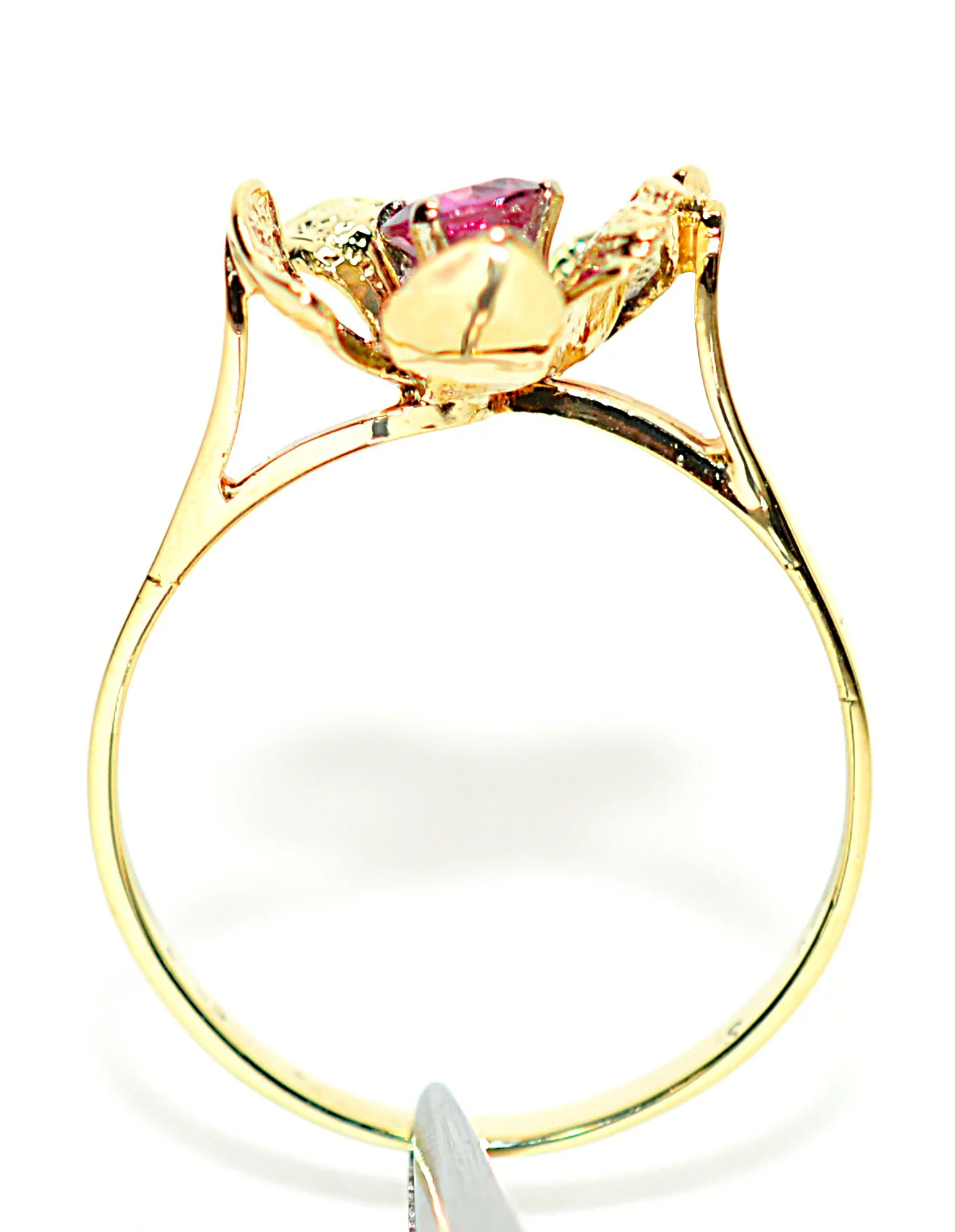 Natural Ruby Ring 14K Solid Gold .27ct Solitaire Ring Flower Ring July Birthstone Ring Floral Ring Red Ring Ladies Ring Women's Ring Vintage - Image 3