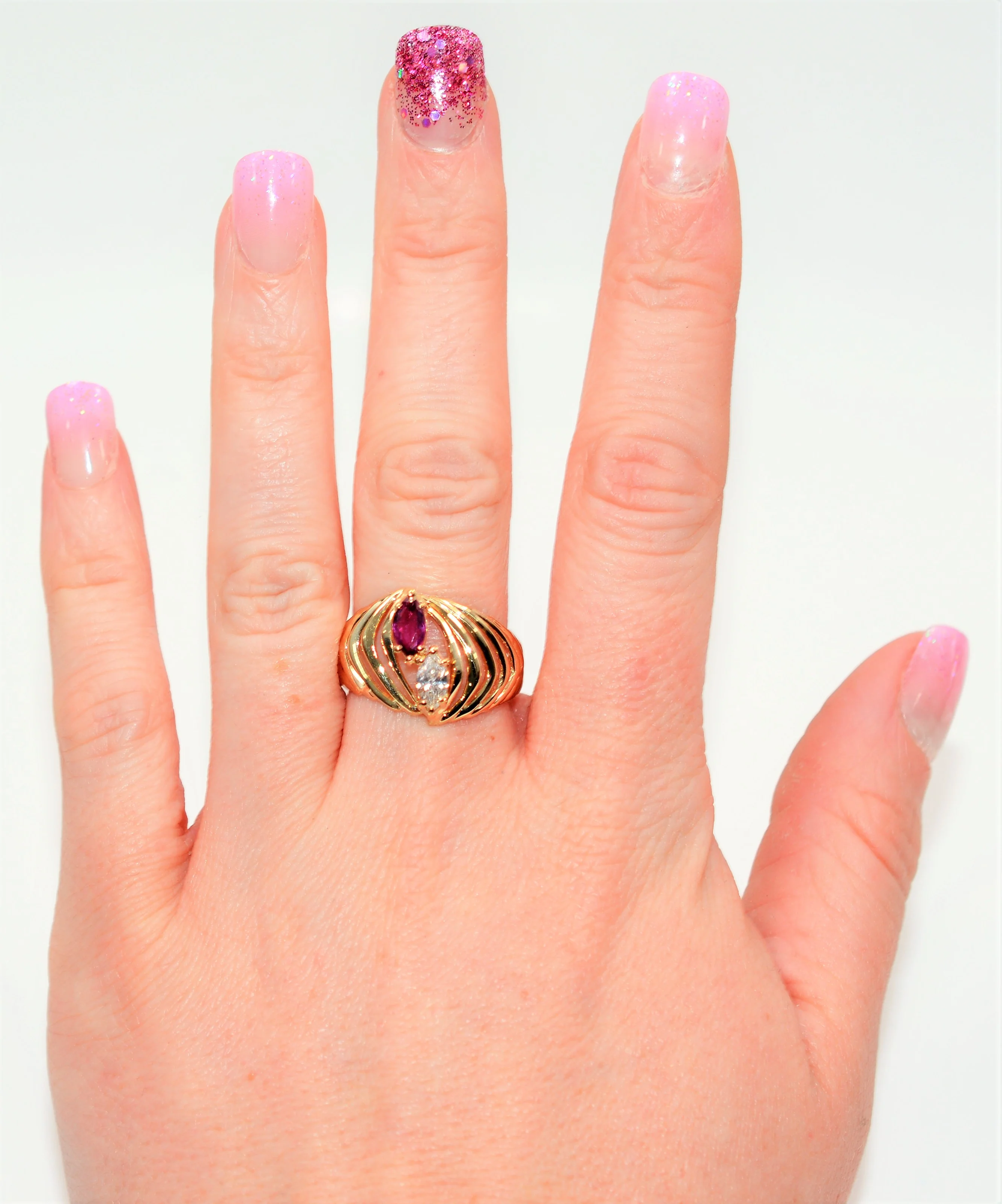 Natural Ruby & Diamond Ring 14K Solid Gold .75tcw Statement Ring Ladies Ring Cocktail Ring July Birthstone Ring Vintage Jewelry Red Ring - Image 2
