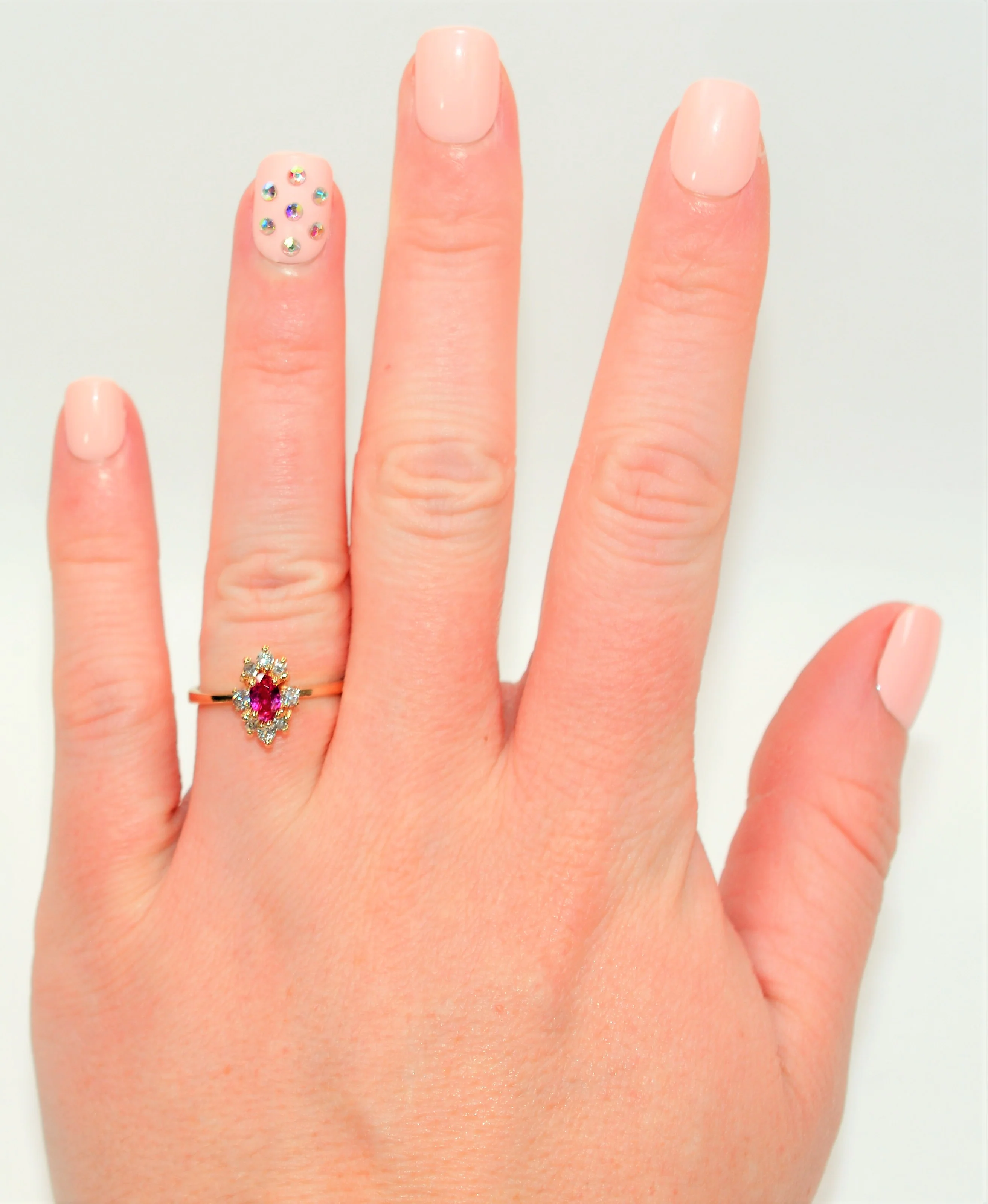 Natural Ruby & Diamond Ring 14K Solid Gold .60tcw Ruby Ring Marquise Ring Gemstone Ring Statement Ring Women's Ring Vintage Engagement Ring - Image 2