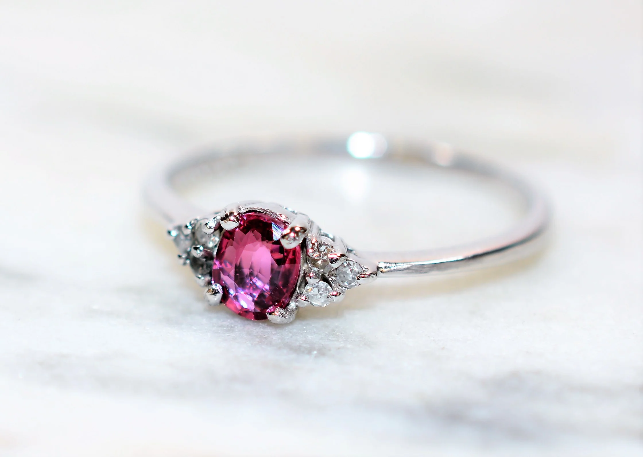 Natural Ruby & Diamond Ring Platinum .31tcw Ruby Ring Gemstone Ring Statement Ring July Birthstone Ring Engagement Ring Vintage Women's Ring - Image 8