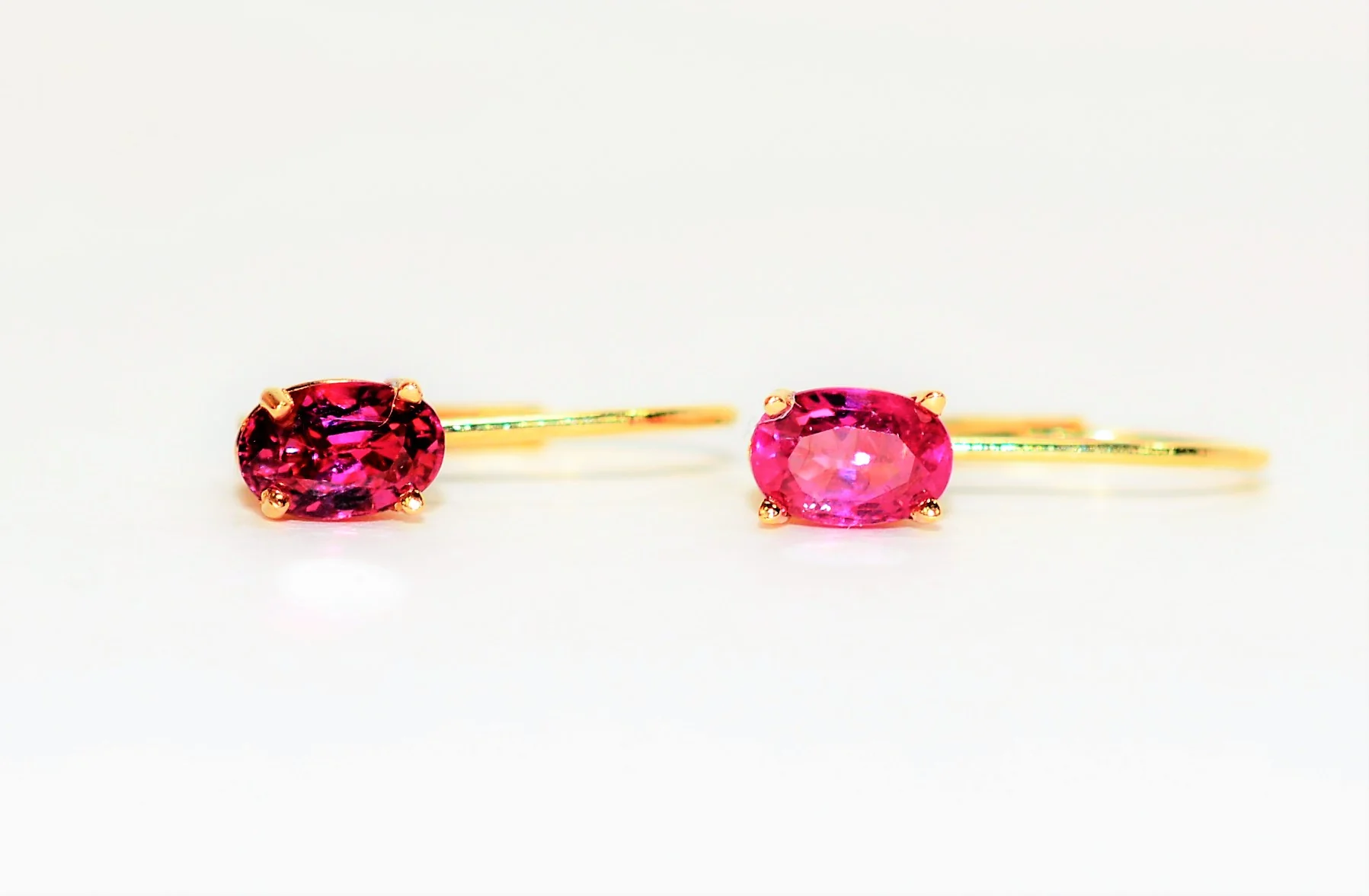 Natural Ruby Earrings 14K Solid Gold 1.10tcw Hoop Earrings Solitaire Earrings Gemstone Earring Dangle Earrings Pink Earrings Fine Jewellery - Image 5