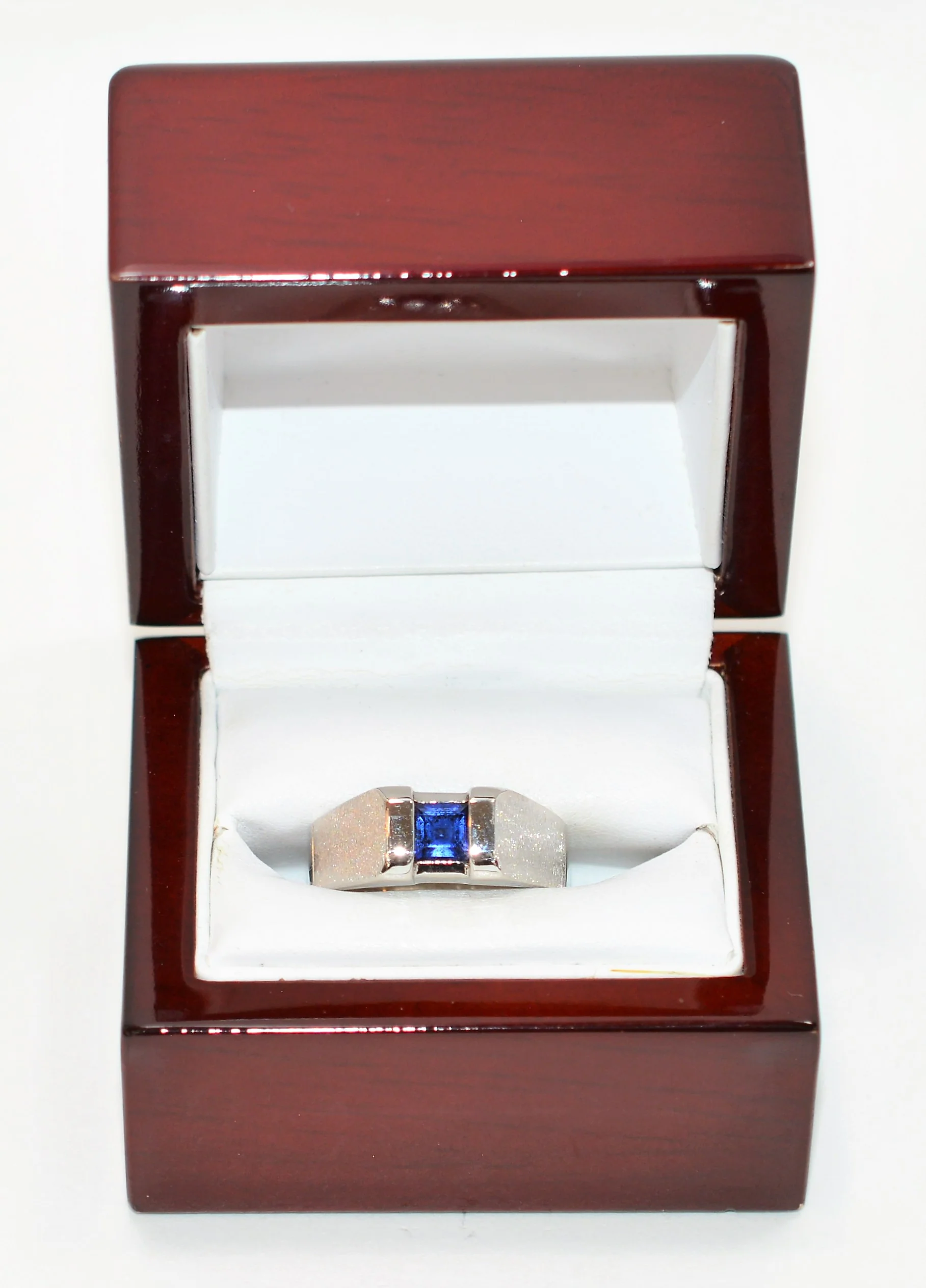 Natural Sapphire Ring 10K Solid White Gold .87ct Ring Solitaire Ring Men's Ring Gemstone Ring Birthstone Ring Cocktail Ring Statement Ring - Image 12