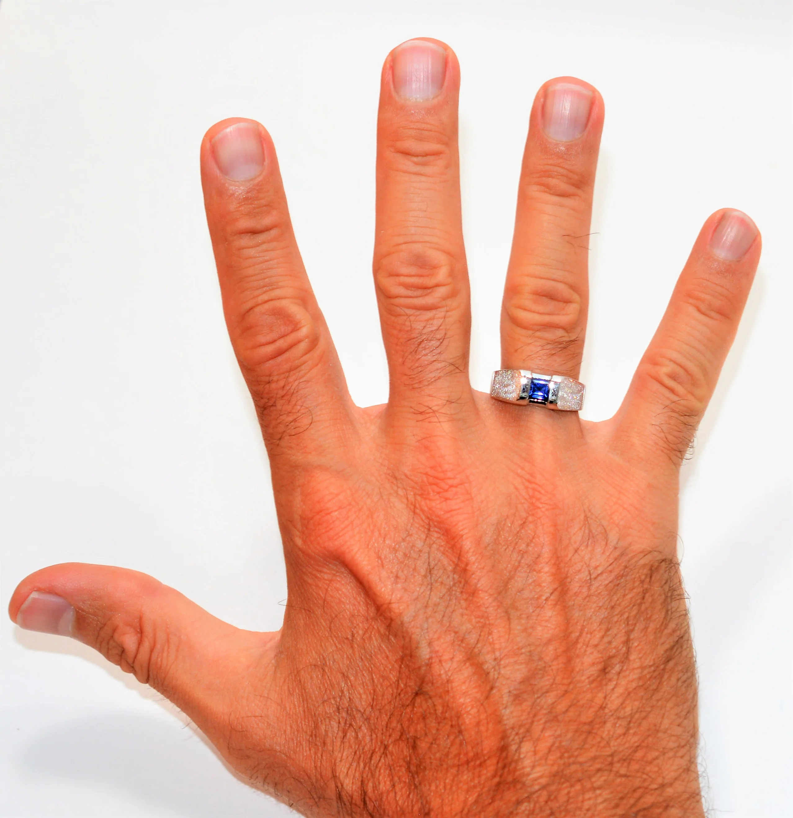Natural Sapphire Ring 10K Solid White Gold .87ct Ring Solitaire Ring Men's Ring Gemstone Ring Birthstone Ring Cocktail Ring Statement Ring - Image 2