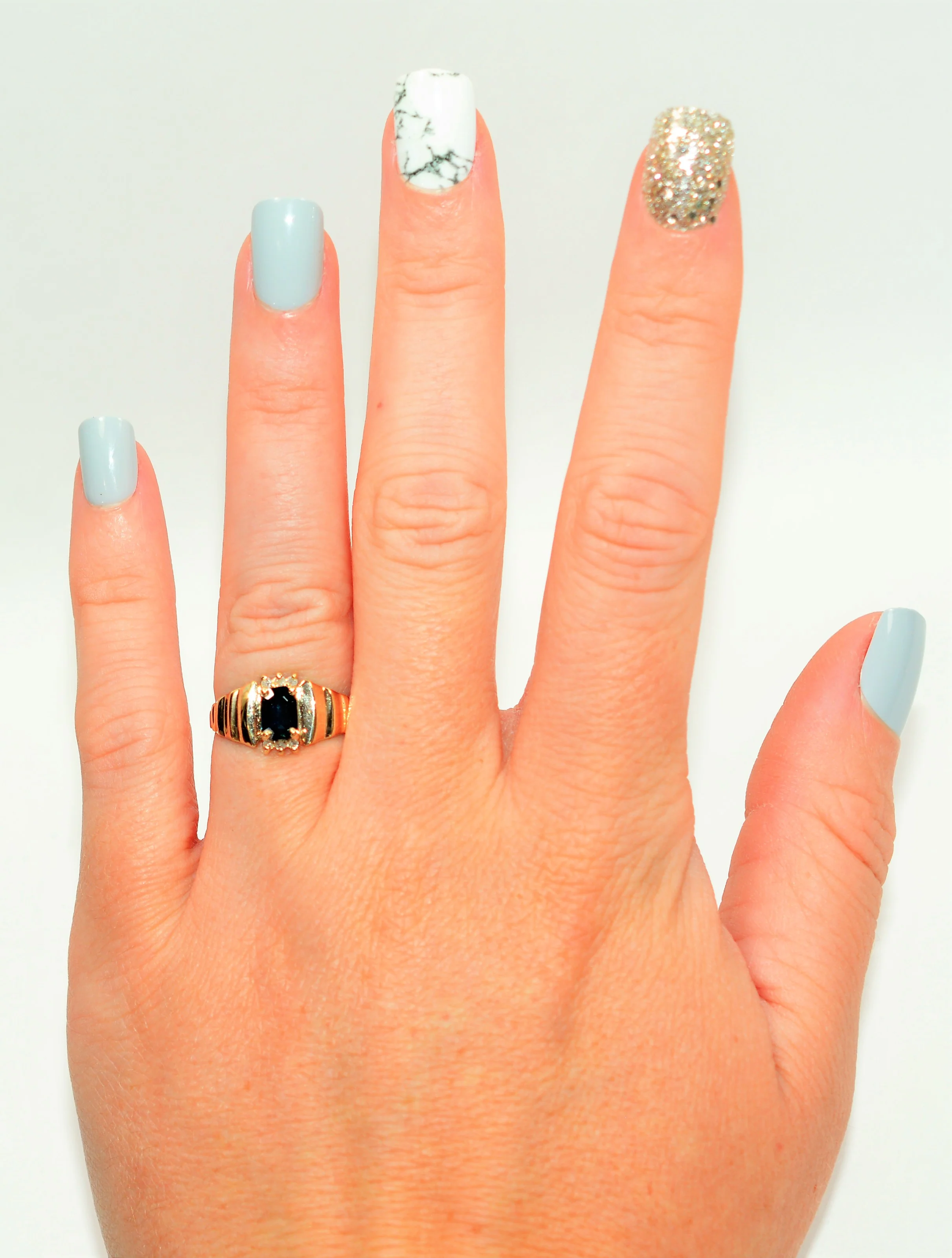 Natural Blue Sapphire & Diamond Ring 10K Solid Gold .74tcw Gemstone Ring Vintage Ring September Birthstone Ring Statement Ring Women's Ring - Image 2