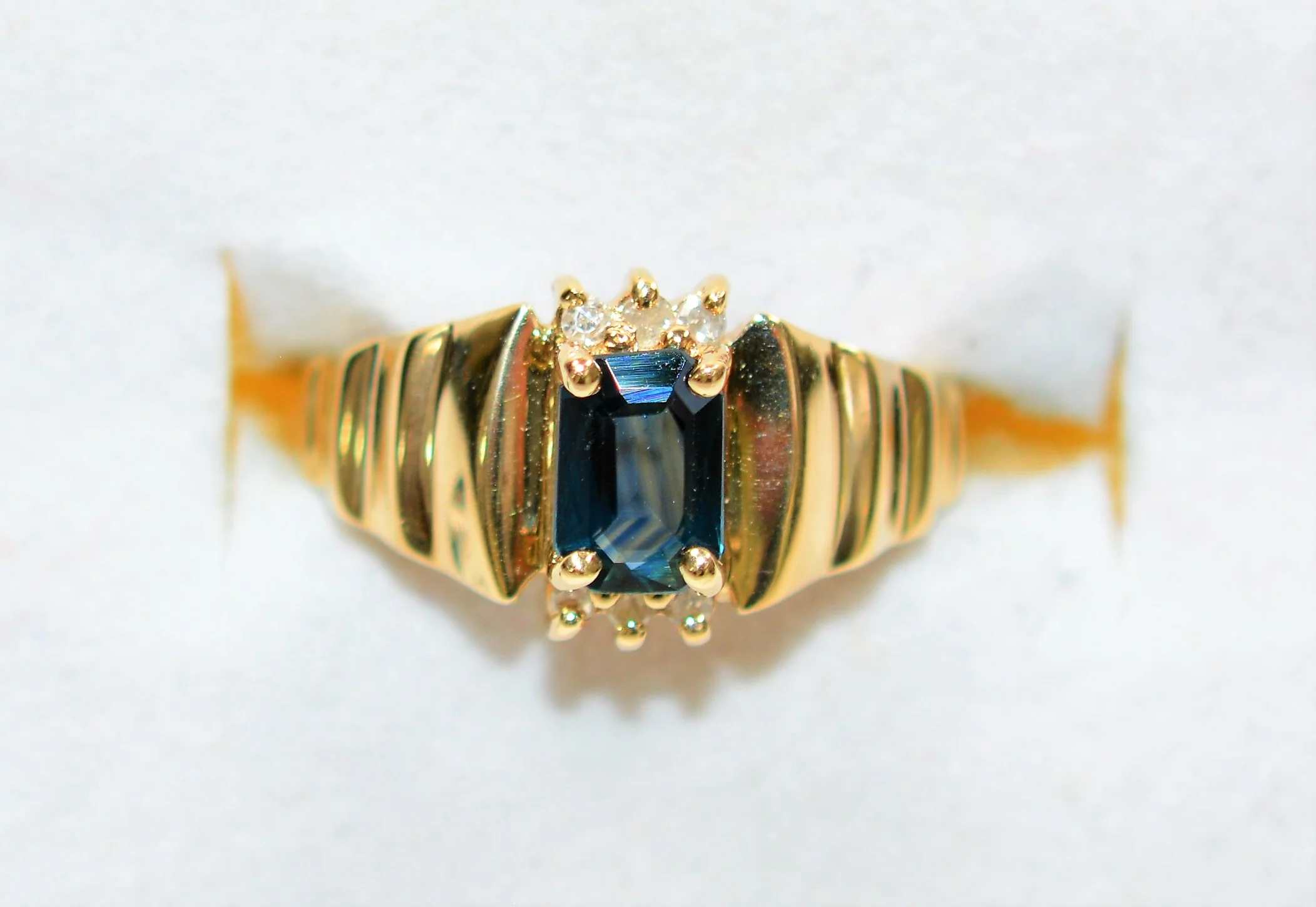 Natural Blue Sapphire & Diamond Ring 10K Solid Gold .74tcw Gemstone Ring Vintage Ring September Birthstone Ring Statement Ring Women's Ring - Image 5