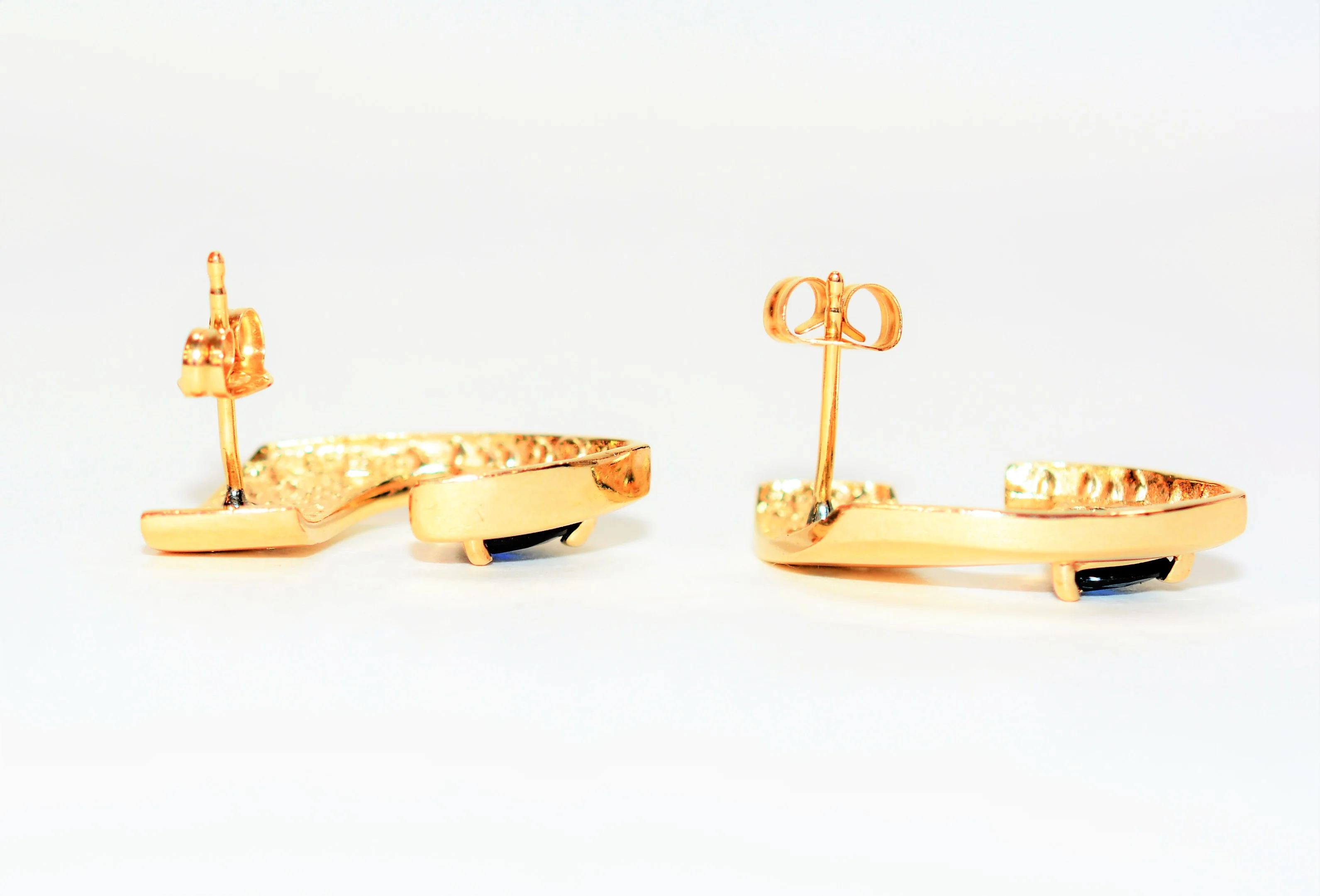 Natural Sapphire & Diamond Earrings 14K Solid Gold .99tcw Birthstone Earrings Sapphire Earrings Gemstone Earrings Cocktail Earrings Estate - Image 5