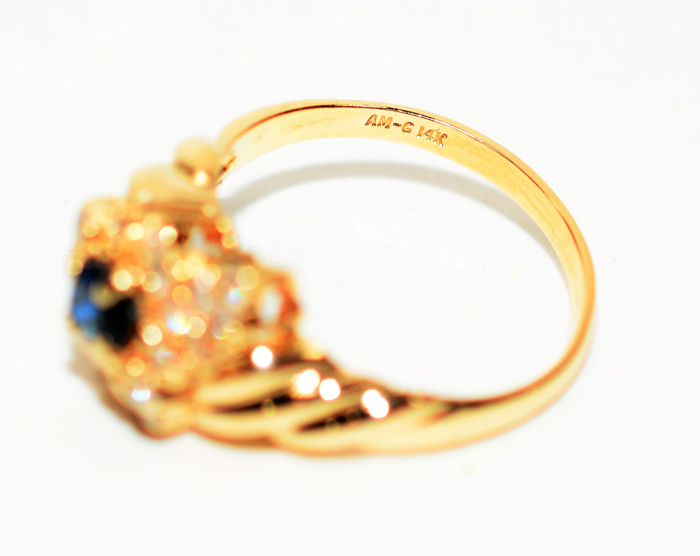 Natural Blue Sapphire & Diamond Ring 14K Solid Gold .76tcw Cluster Ring Vintage Ring Statement Ring September Birthstone Womens Ring Jewelry - Image 6