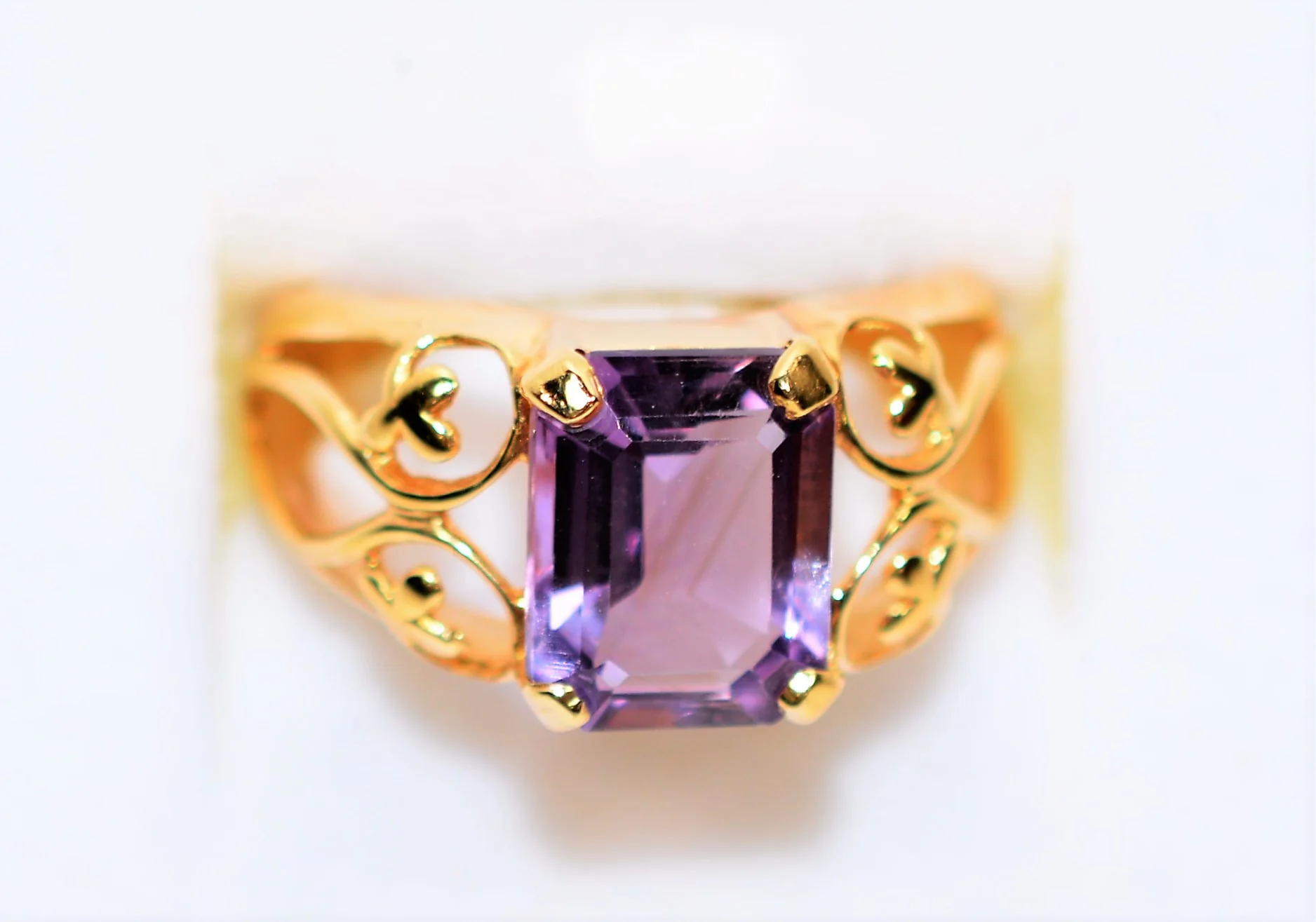 Natural Amethyst Ring 14K Solid Gold 3.50ct Solitaire Ring Birthstone Ring Purple Ring Cocktail Ring Ladies Ring Women's Ring Estate Jewelry - Image 5