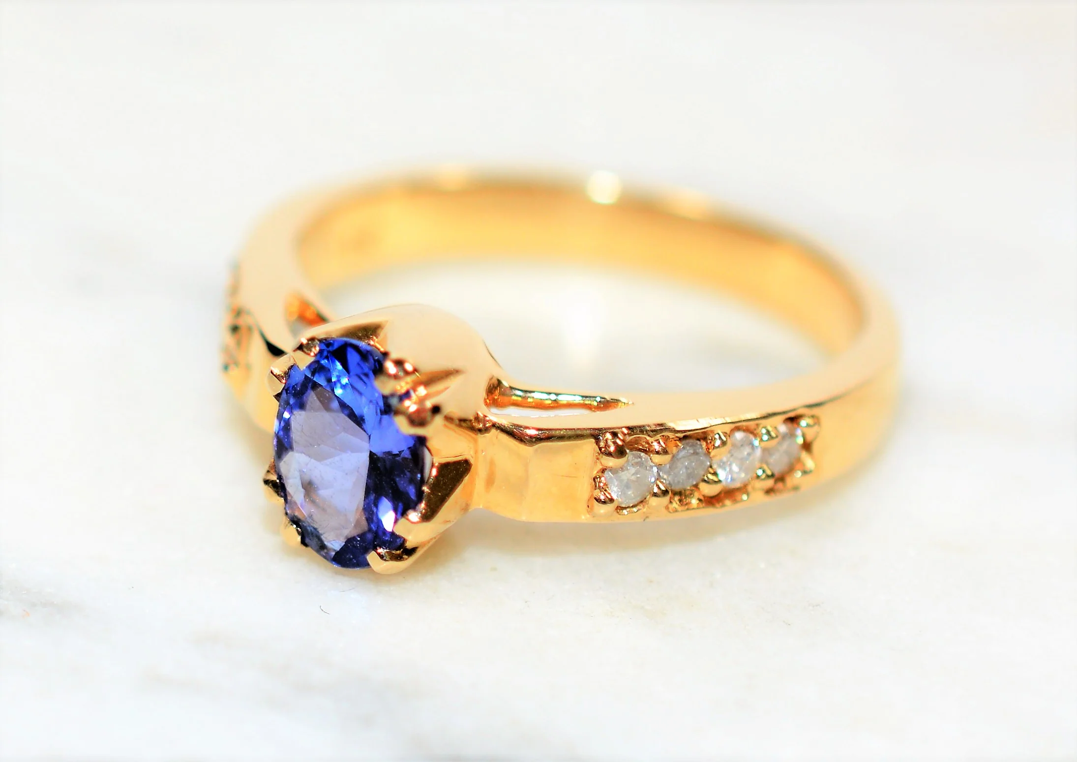 Natural Tanzanite & Diamond Ring 14K Solid Gold .78tcw Engagement Ring Gemstone Ring Bridal Jewelry Wedding Ring Tanzanite Ring Women's Ring - Image 8