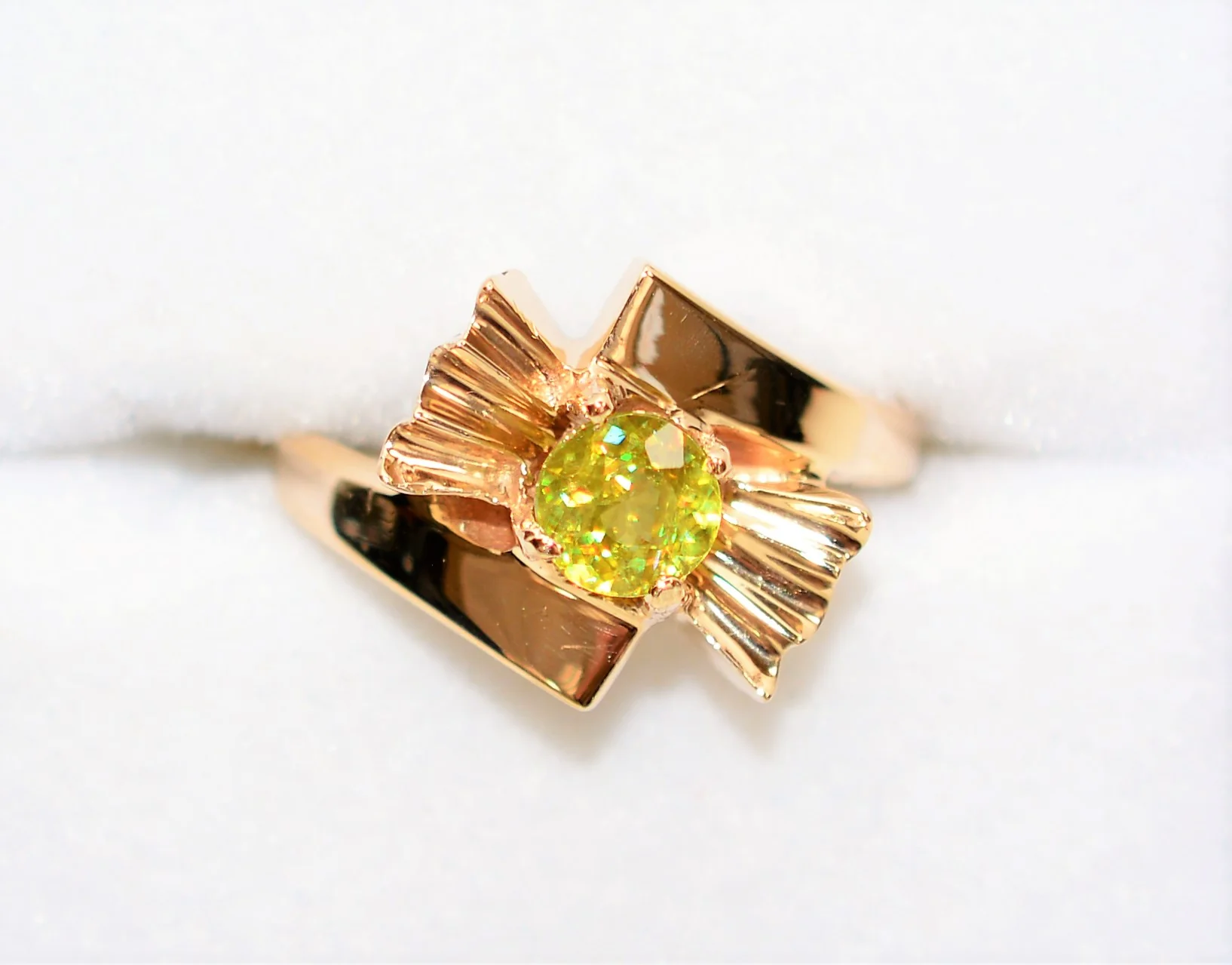 Natural Sphene Ring 10K Solid Gold Ring .42ct Gemstone Ring Titanite Ring Solitaire Ring Yellow Ring Green Ring Bow Ring Womens Ring Jewelry - Image 5