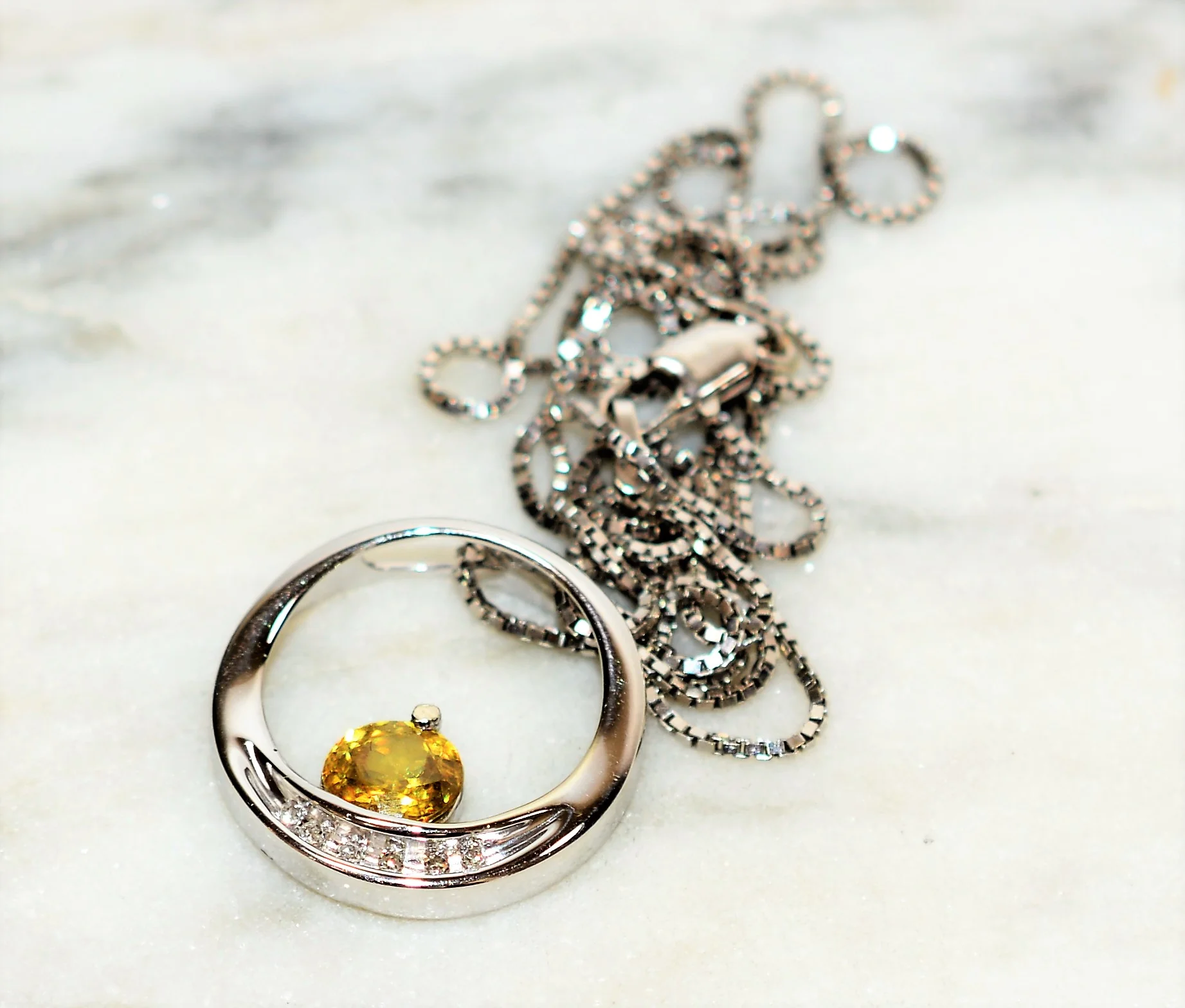 Natural Sphene Titanite & Diamond Necklace 14K Solid White Gold .87tcw Pendant Necklace Gemstone Necklace Sphene Necklace Women's Necklace - Image 12