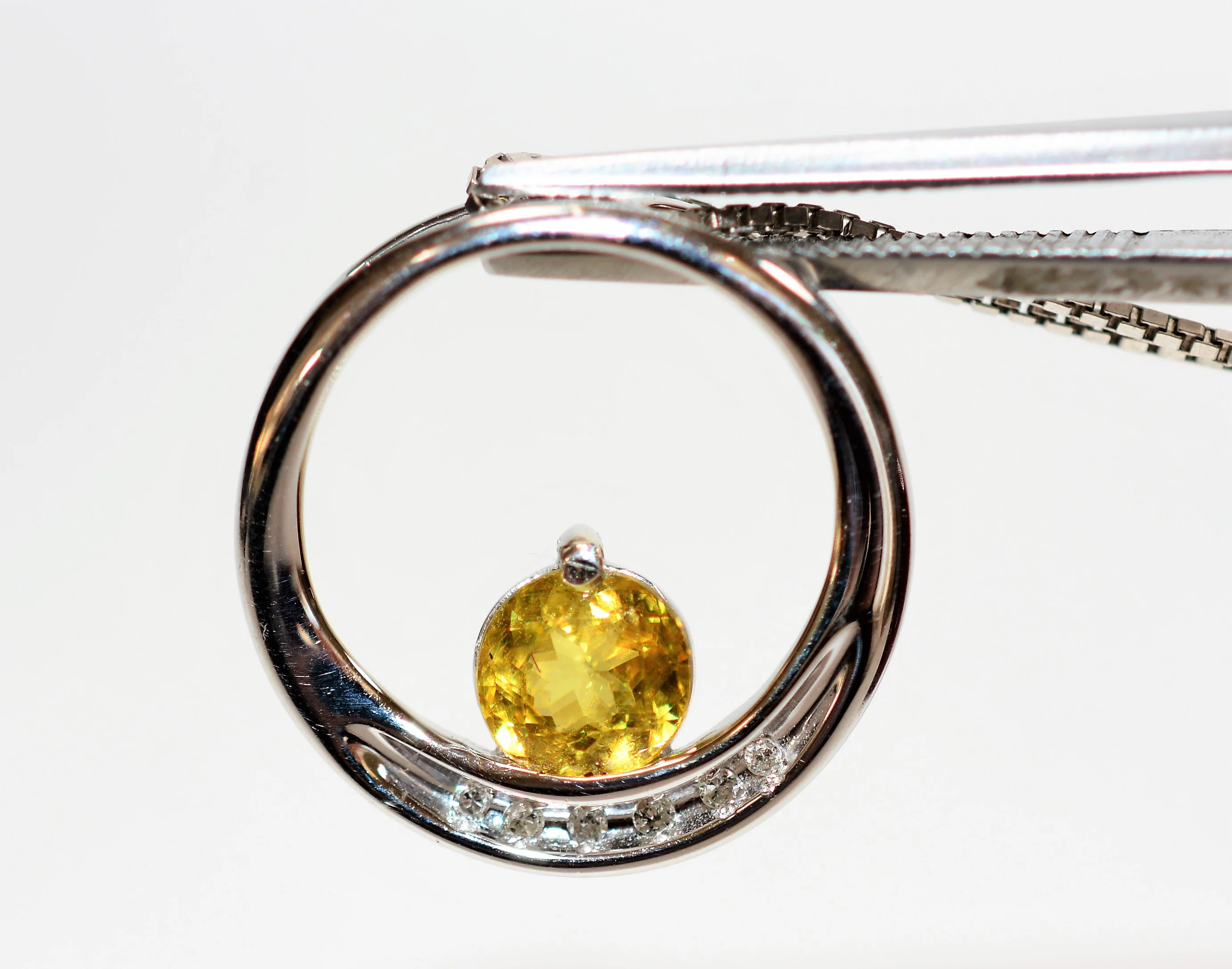 Natural Sphene Titanite & Diamond Necklace 14K Solid White Gold .87tcw Pendant Necklace Gemstone Necklace Sphene Necklace Women's Necklace - Image 3
