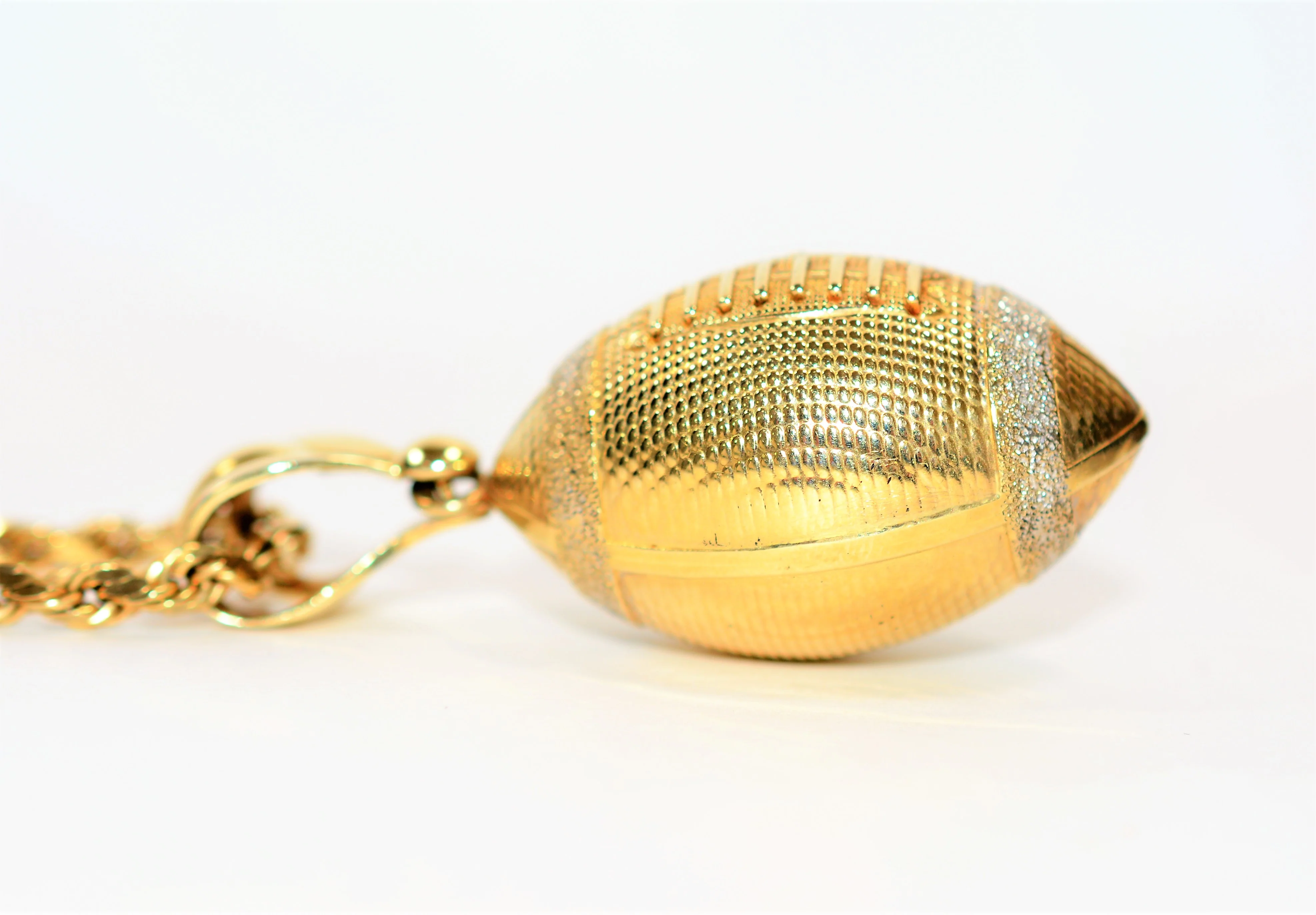 Football Necklace 10K Solid Gold Football Pendant Diamond Illusion Pendant Necklace Statement Necklace Sports Necklace Fine Jewelry Estate - Image 4