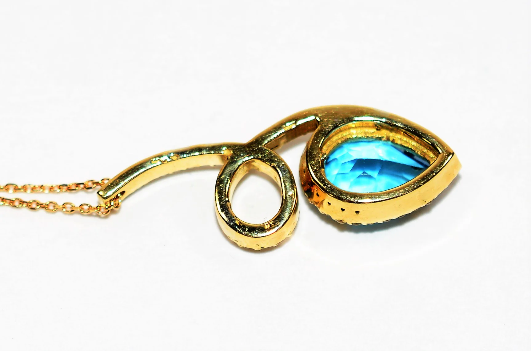 Natural Swiss Blue Topaz & Diamond Necklace 18K Solid Gold 2.60tcw Pendant Necklace Topaz Necklace Birthstone Necklace Statement Necklace - Image 5