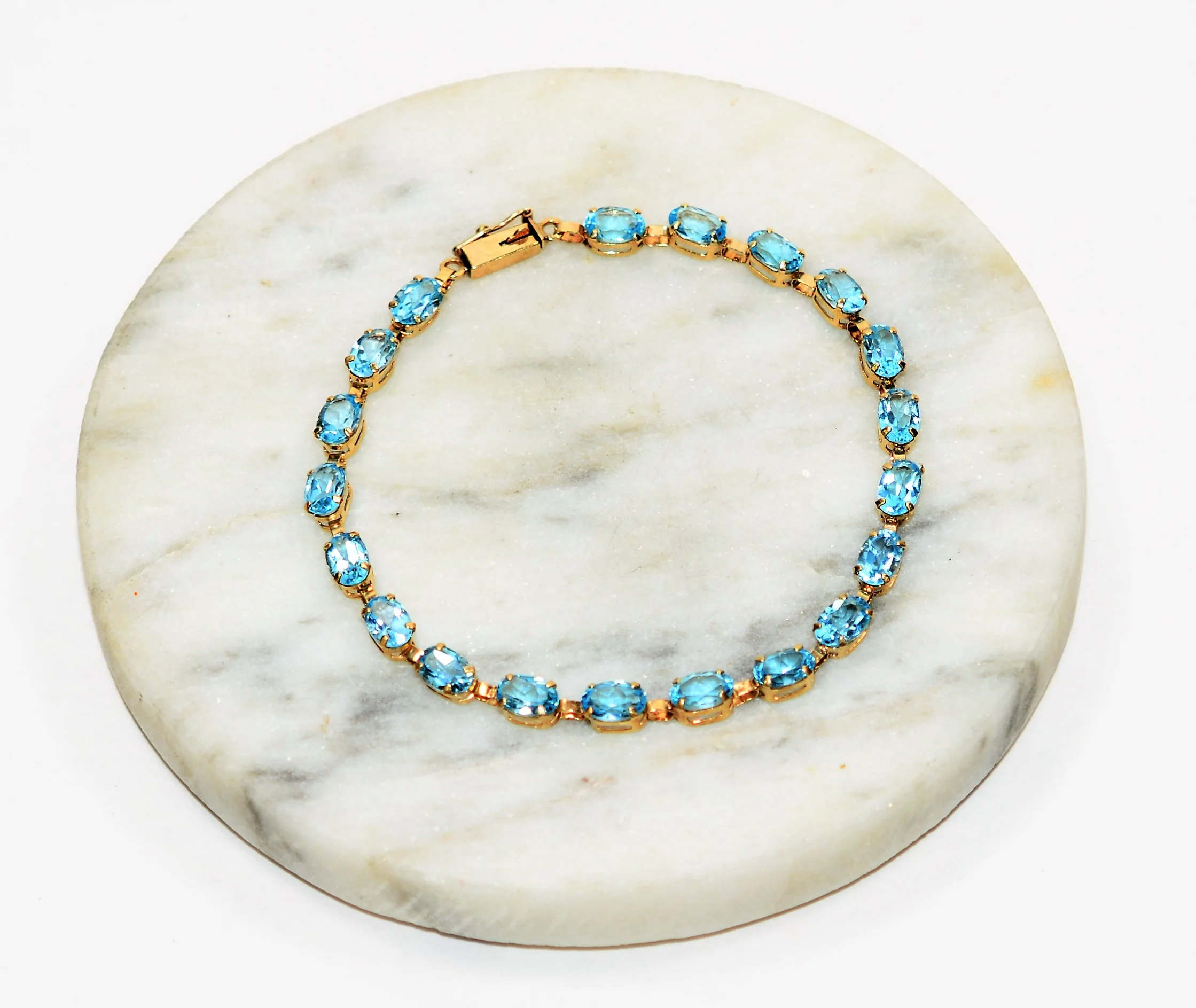 Natural Swiss Blue Topaz Bracelet 10K Solid Gold 11.60tcw Gemstone Bracelet Tennis Bracelet Birthstone Bracelet Women's Bracelet Fine Jewelry - Image 10
