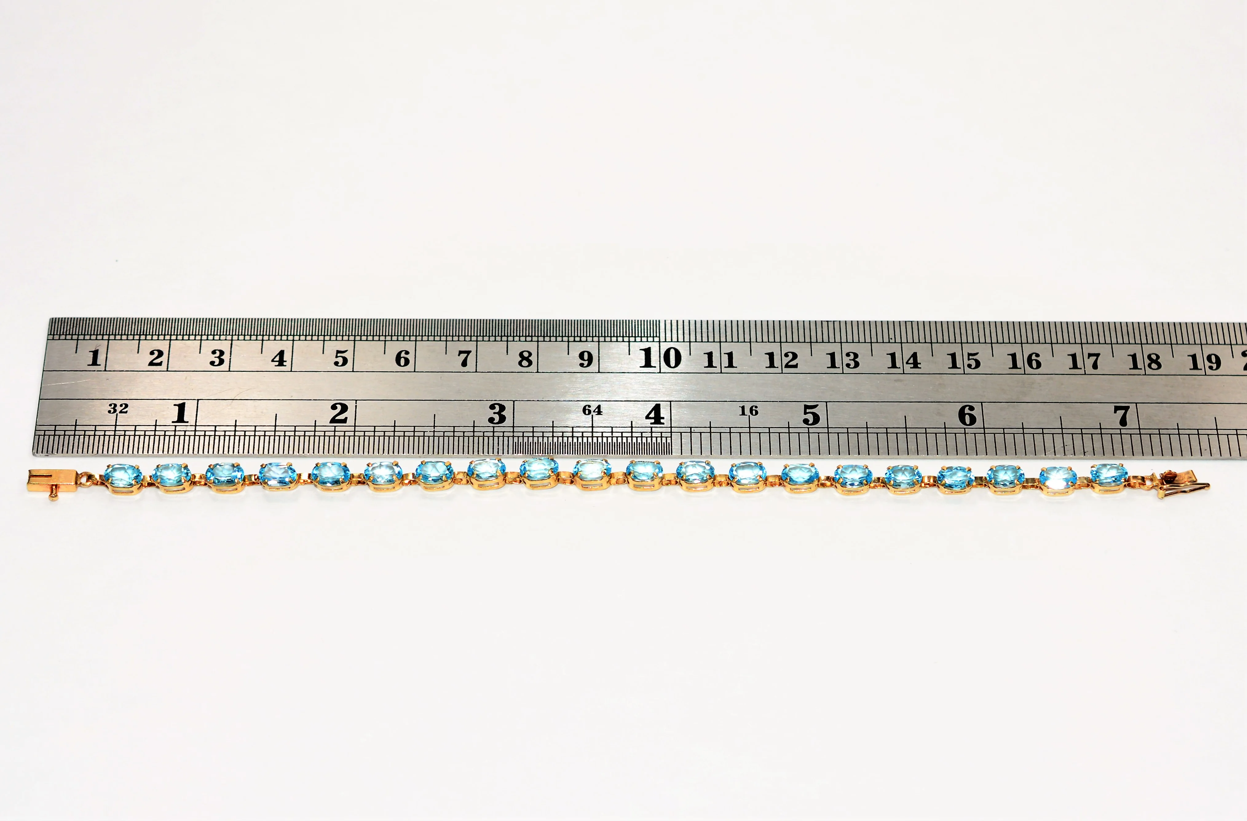 Natural Swiss Blue Topaz Bracelet 10K Solid Gold 11.60tcw Gemstone Bracelet Tennis Bracelet Birthstone Bracelet Women's Bracelet Fine Jewelry - Image 8