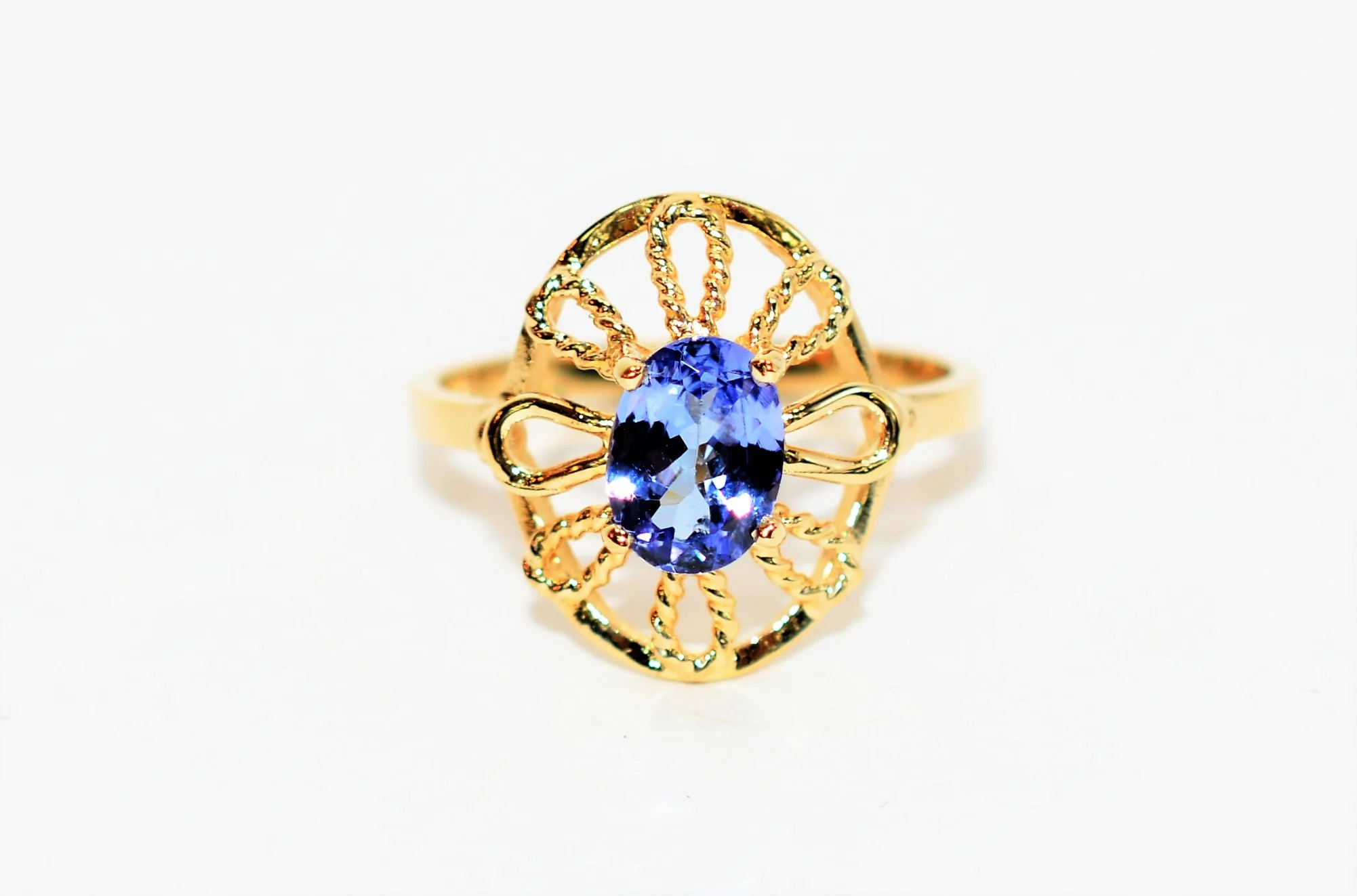 Natural Tanzanite Ring 14K Solid Gold .85ct Solitaire Ring Statement Ring Vintage Ring Gemstone Ring Women's Ring December Birthstone Ring