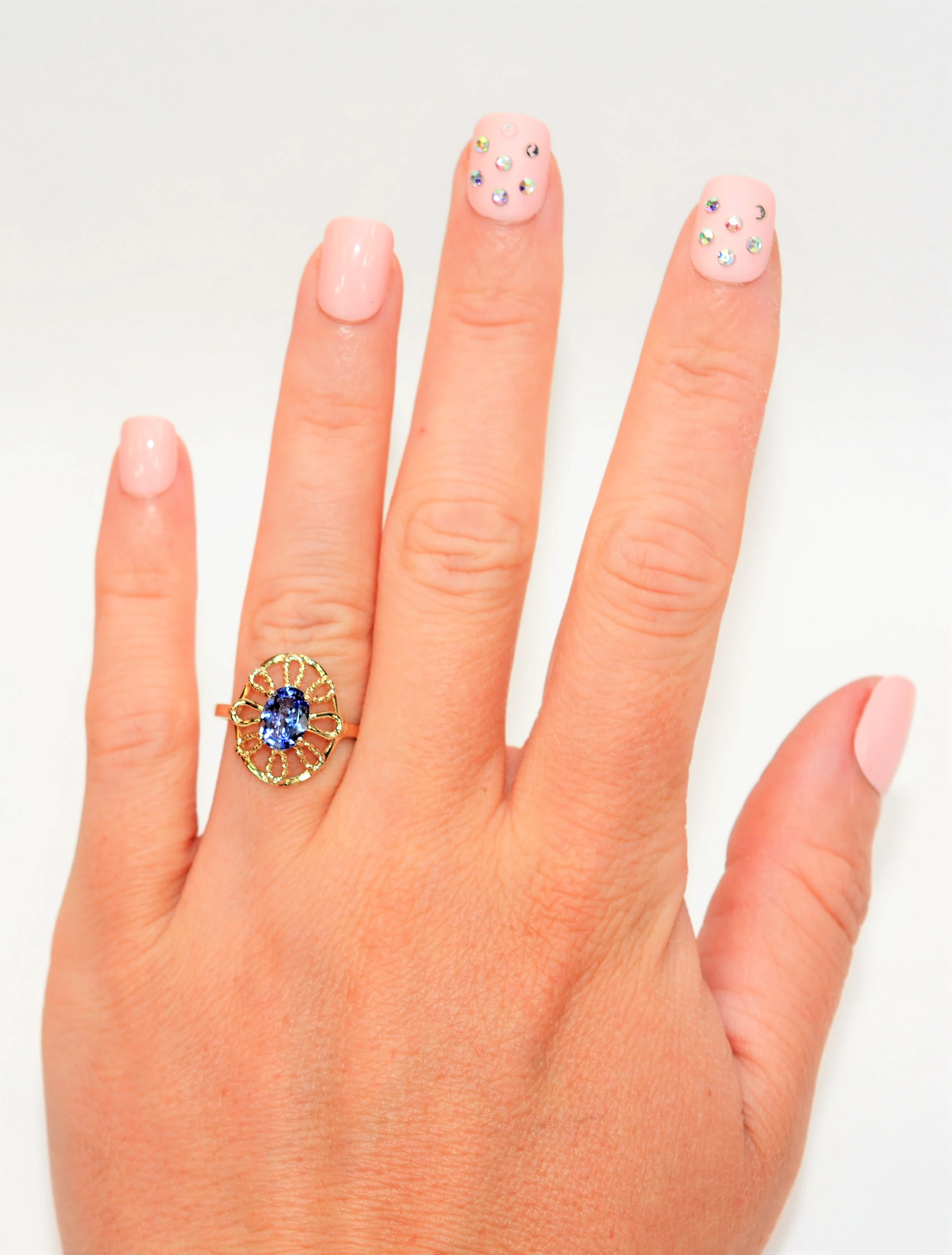 Natural Tanzanite Ring 14K Solid Gold .85ct Solitaire Ring Statement Ring Vintage Ring Gemstone Ring Women's Ring December Birthstone Ring - Image 2