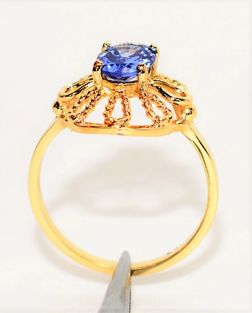 Natural Tanzanite Ring 14K Solid Gold .85ct Solitaire Ring Statement Ring Vintage Ring Gemstone Ring Women's Ring December Birthstone Ring - Image 3