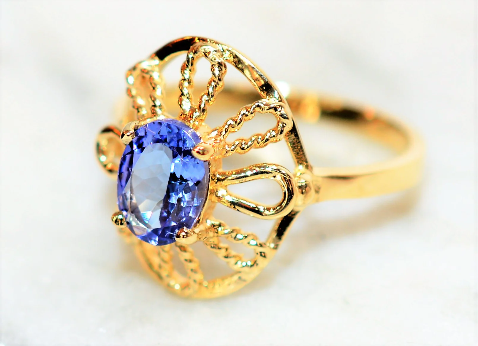 Natural Tanzanite Ring 14K Solid Gold .85ct Solitaire Ring Statement Ring Vintage Ring Gemstone Ring Women's Ring December Birthstone Ring - Image 8