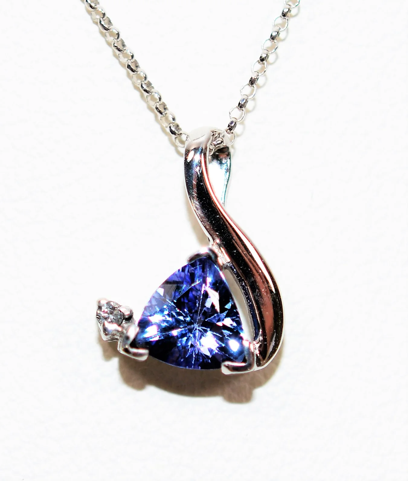 Natural Tanzanite & Diamond Necklace 14K Solid White Gold 1.00tcw Gemstone Necklace Cocktail Necklace Purple Necklace Birthstone Necklace - Image 2