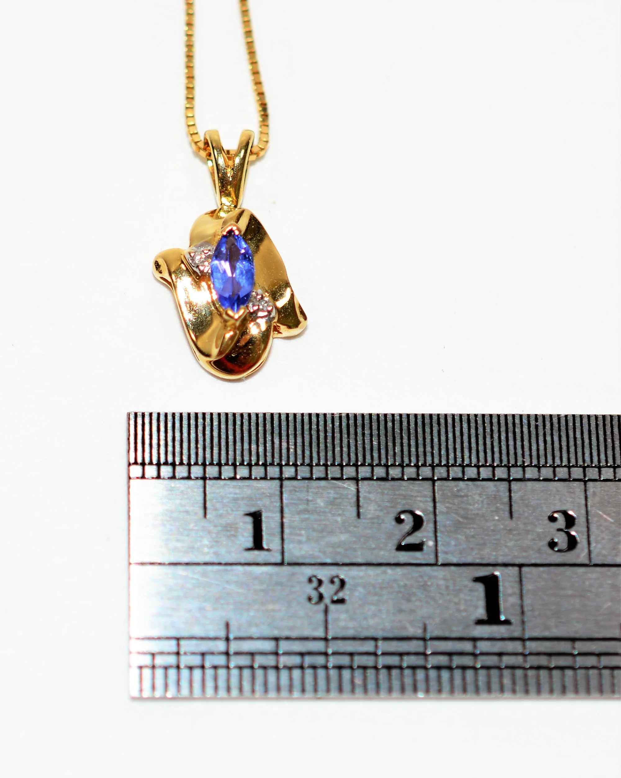 Natural Tanzanite & Diamond Necklace 14K Solid Gold .23tcw Pendant Necklace Statement Necklace Fine Jewelry Birthstone Estate Necklace - Image 10