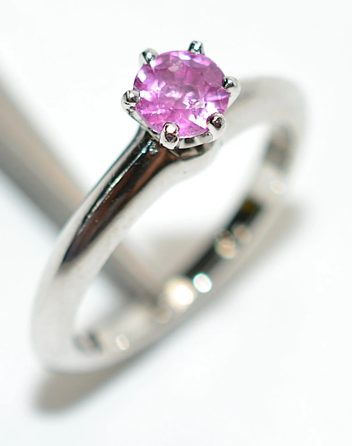 Tiffany & Co. Natural Padparadscha Sapphire Ring Solid Platinum .54ct Solitaire Ring Tiffany Ring Padparadscha Ring Engagement Ring Bridal - Image 4