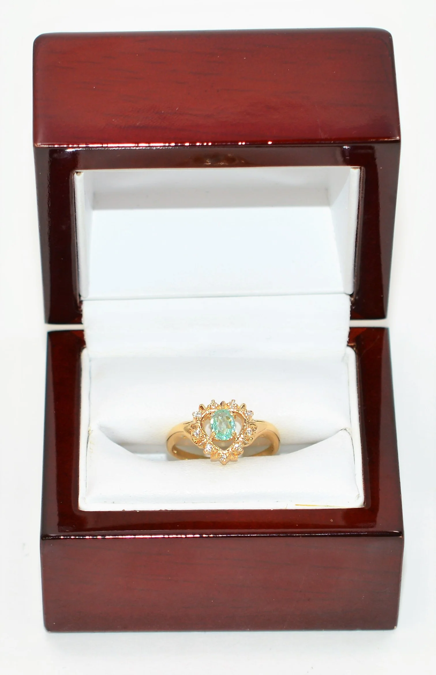 Natural Paraiba Tourmaline & Diamond Ring 14K Solid Gold .38tcw Heart Gemstone Diamond Halo Estate Jewelry Vintage Jewellery Women's Ring - Image 12