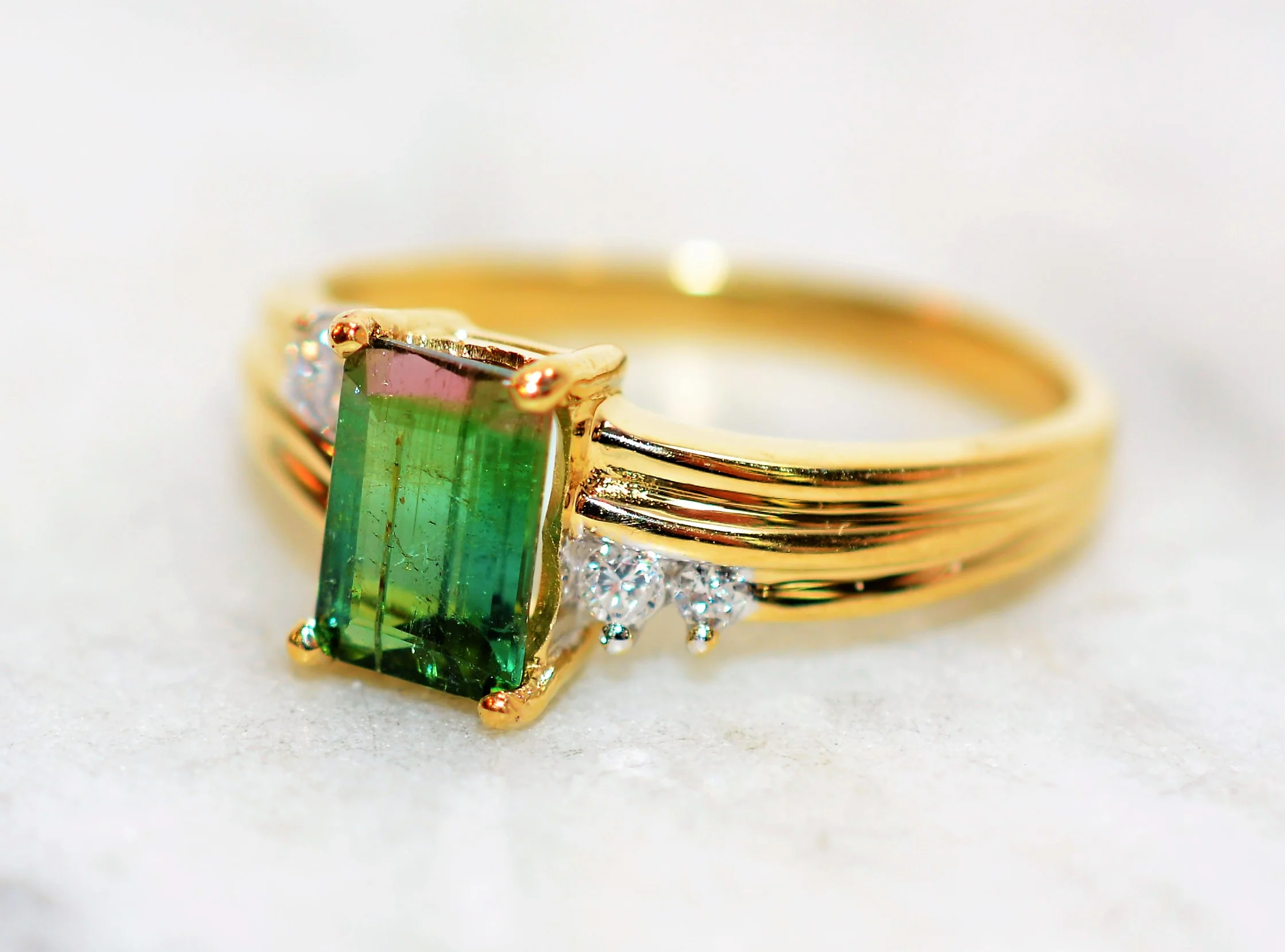 Natural Watermelon Tourmaline & Diamond Ring 14K Solid Gold 1.07tcw Tourmaline Ring Gemstone Ring Women's Ring Ladies Ring Birthstone Ring - Image 8